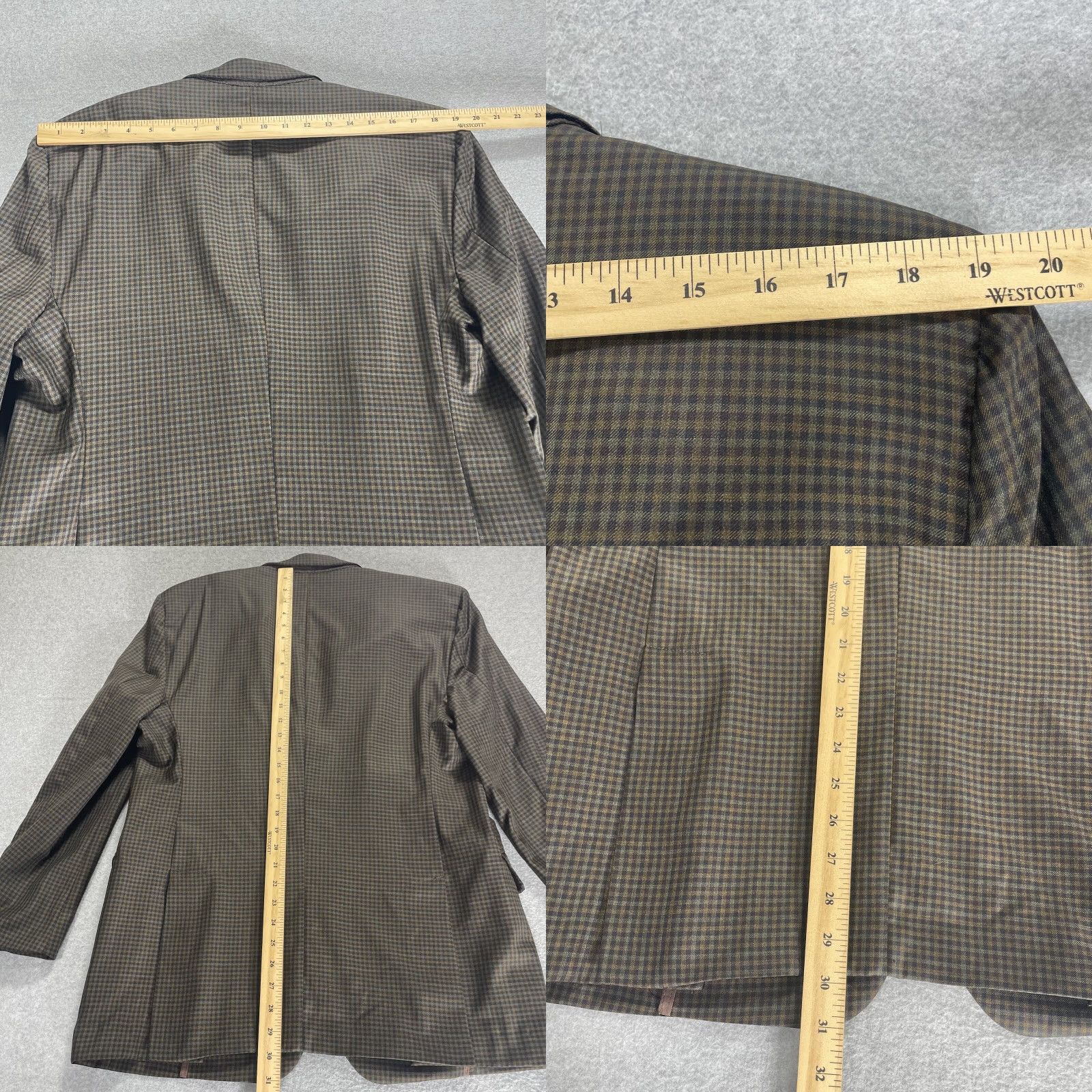 Robert Talbott Robert Talbott Blazer Wool Carmel Jacket Mens Size 40R Check Vintage Two-Button Front Shawl Lined Double-Vented Carded Pattern Brown Men Size 40R - 9 Thumbnail