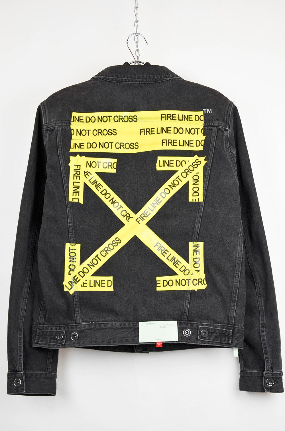 Off-White × Virgil Abloh Off-White Fire Line Do Not Cross Denim Jacket – L Size US L / EU 52-54 / 3 - 2 Thumbnail