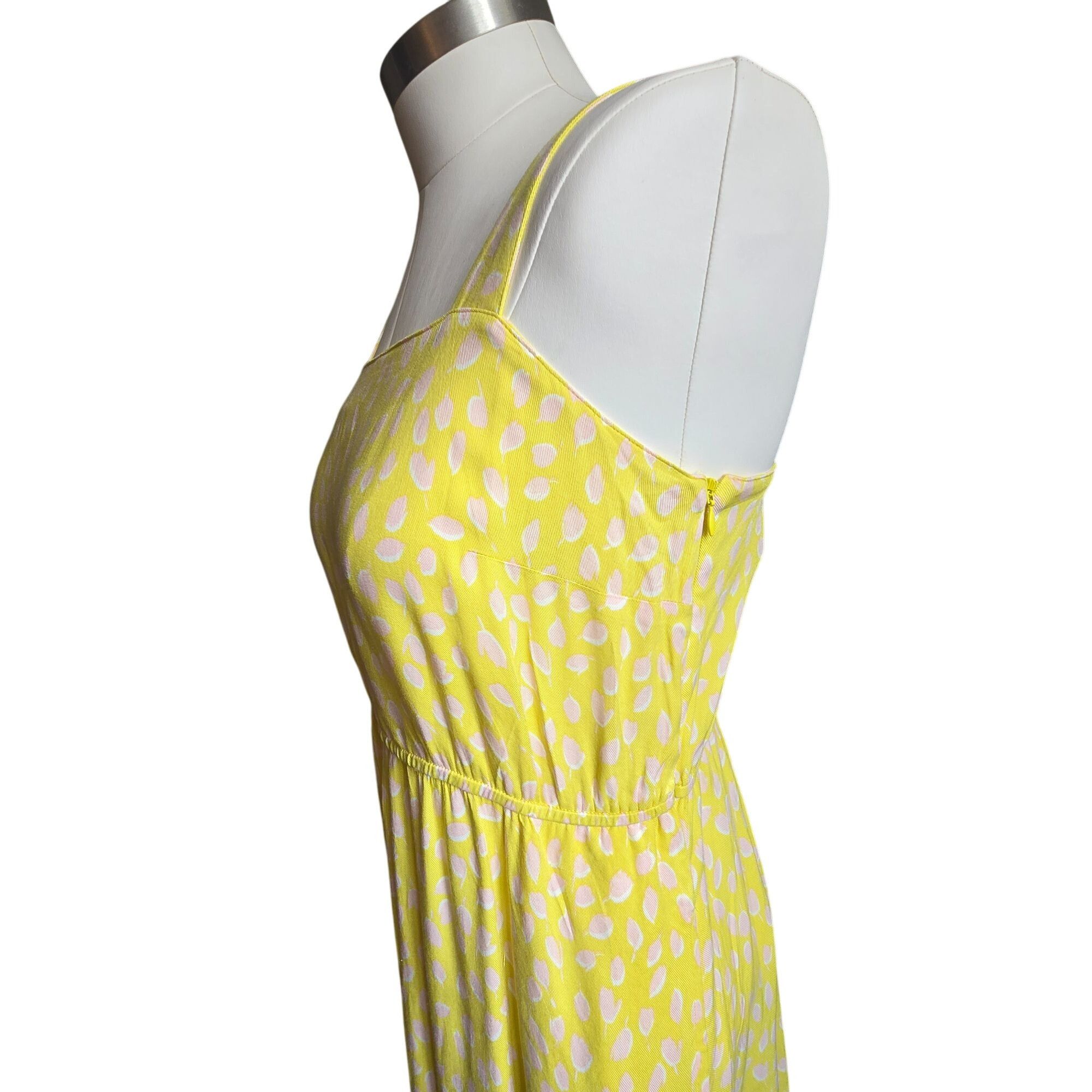 Other Yellow Sleeveless Maxi Dress With Pink Leaf Print & Elastic Size M / US 6-8 / IT 42-44 - 3 Thumbnail