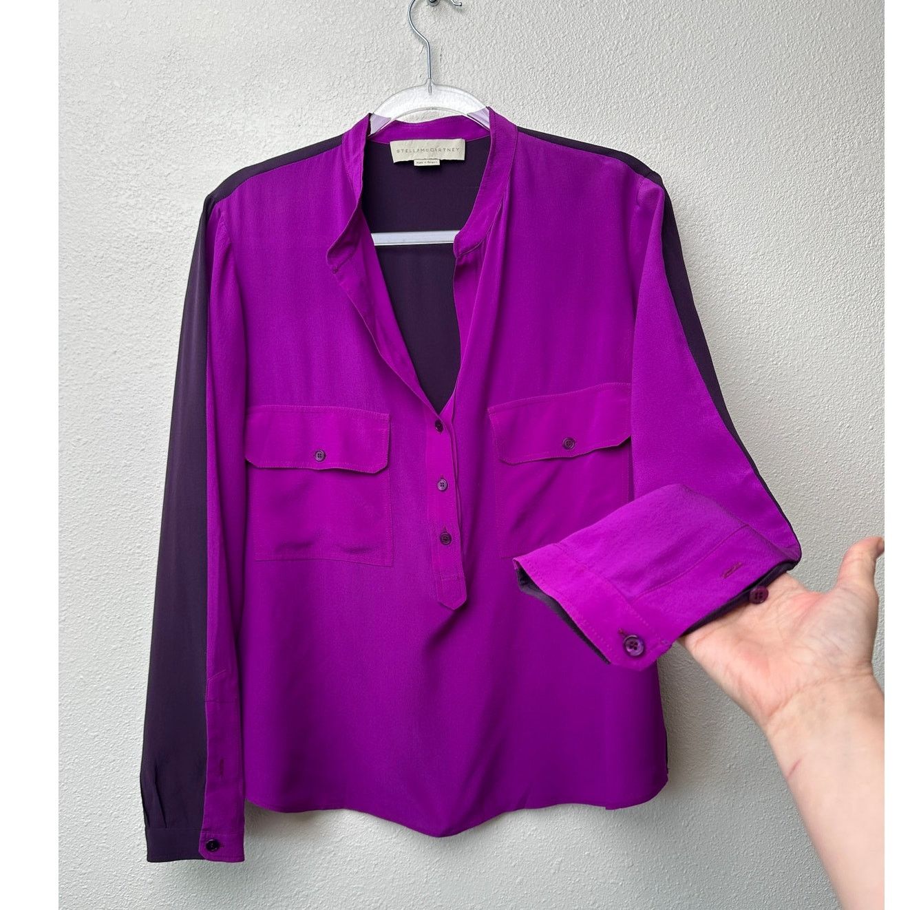 Stella McCartney Stella McCartney Blouse Purple Women US10 100% Silk Size L / US 10 / IT 46 - 1 Thumbnail