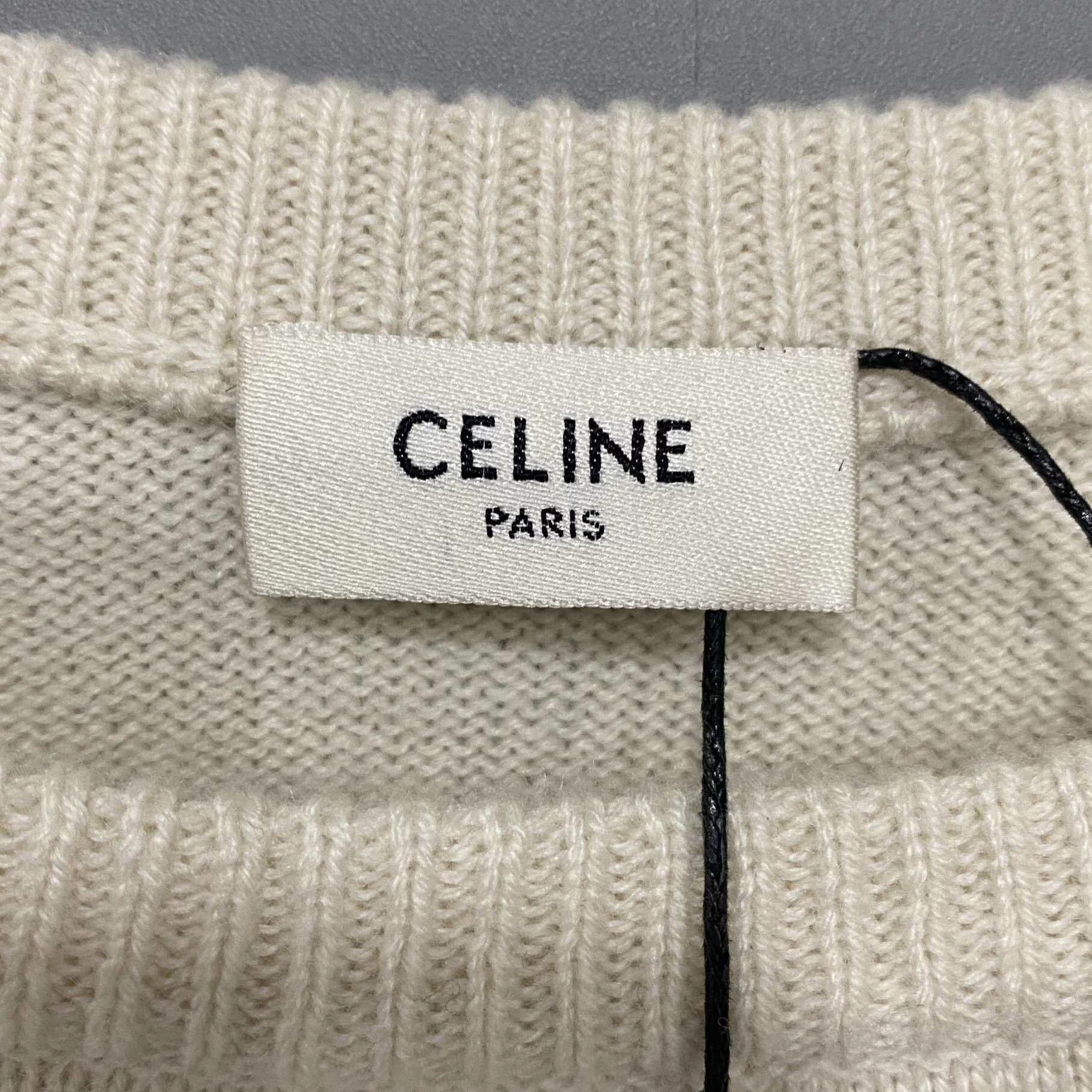 Celine Celine white Triomphe cashmere knit top S Size S / US 4 / IT 40 - 4 Thumbnail