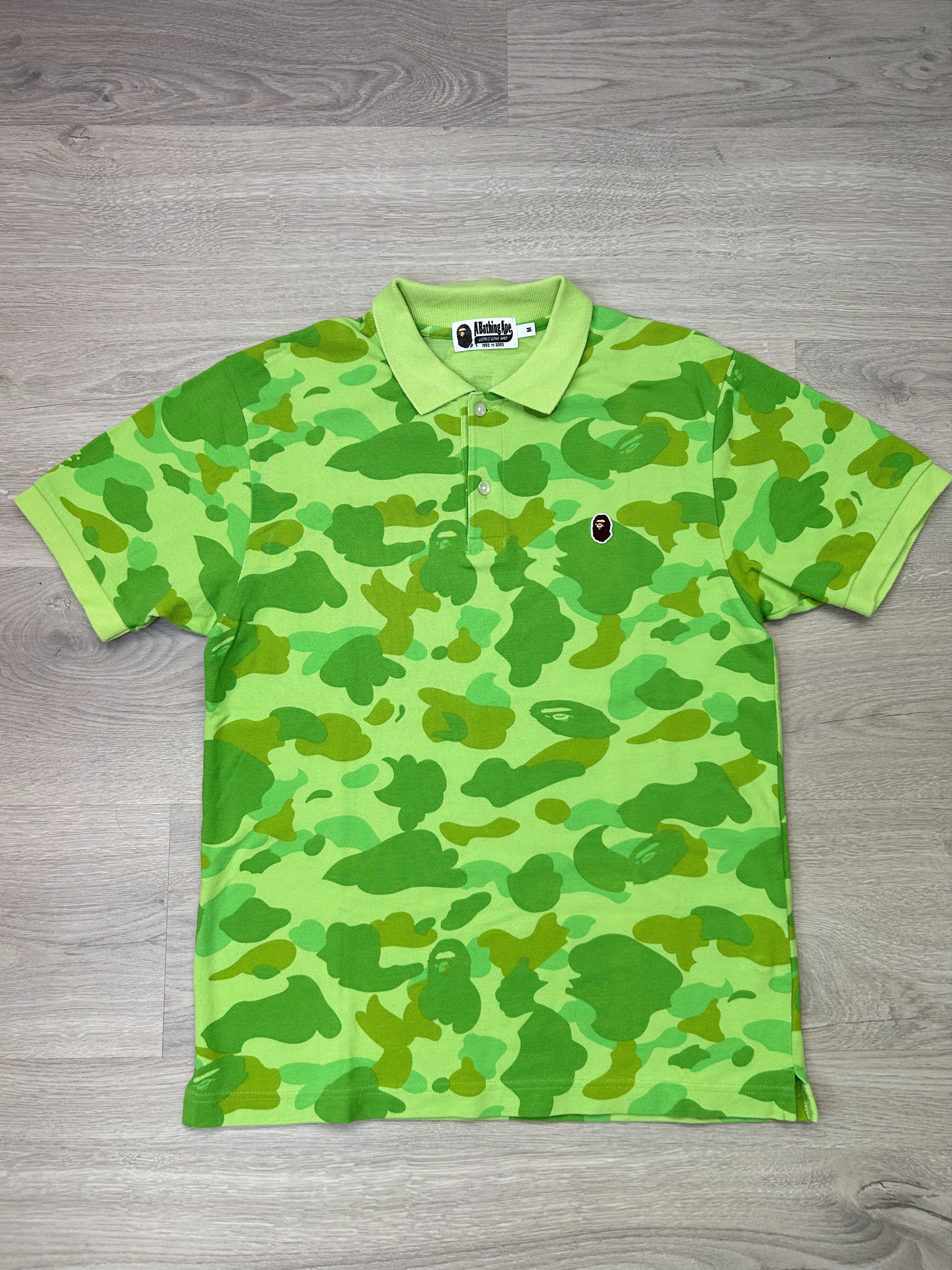 Bape Green Camo A Bathing Ape Polo Collar Shirt Size Medium | Grailed