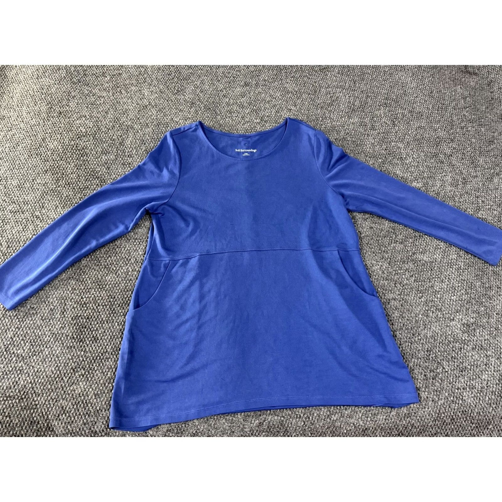 Soft Surroundings Soft Surroundings Blouse Womens Large Blue Scoop Neck Long Sleeve Tunic Top Size L / US 10 / IT 46 - 2 Thumbnail