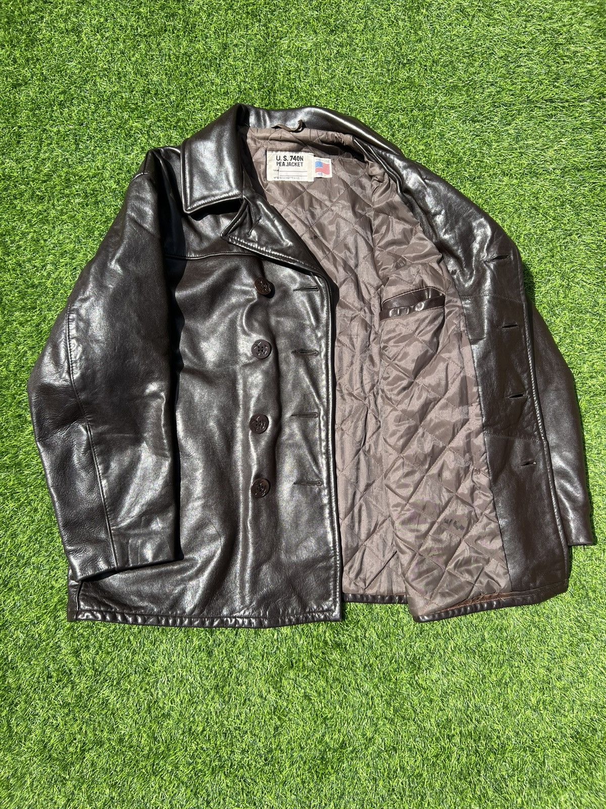 Schott Vintage Schott NYC U.S. 740N Leather Naval Pea Coat Size 48 Size US M / EU 48-50 / 2 - 11 Thumbnail