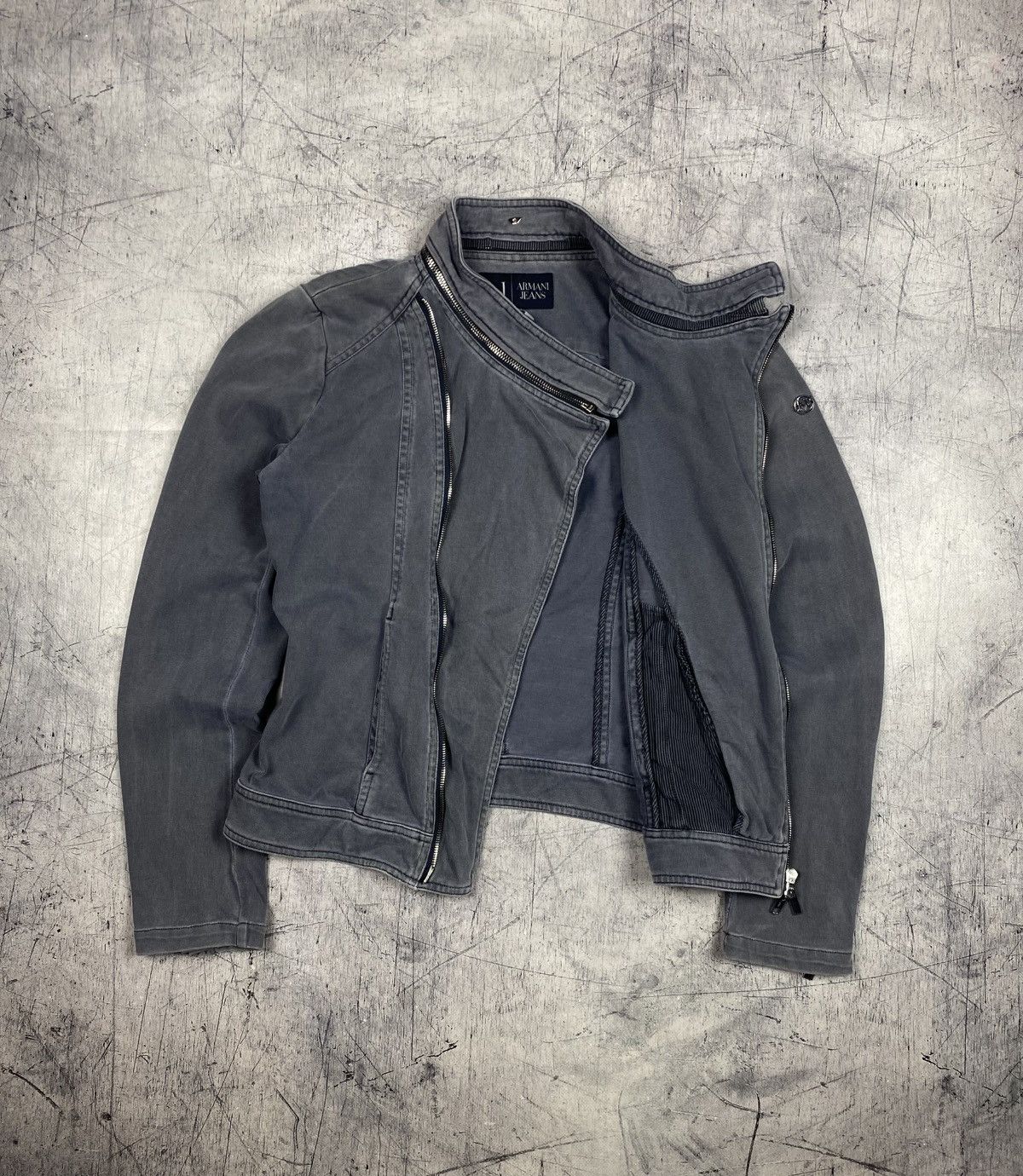 Armani Armani Jeans Grey Asymmetrical Biker Motorcycle Jacket Y2K Size XL / US 12-14 / IT 48-50 - 11 Thumbnail