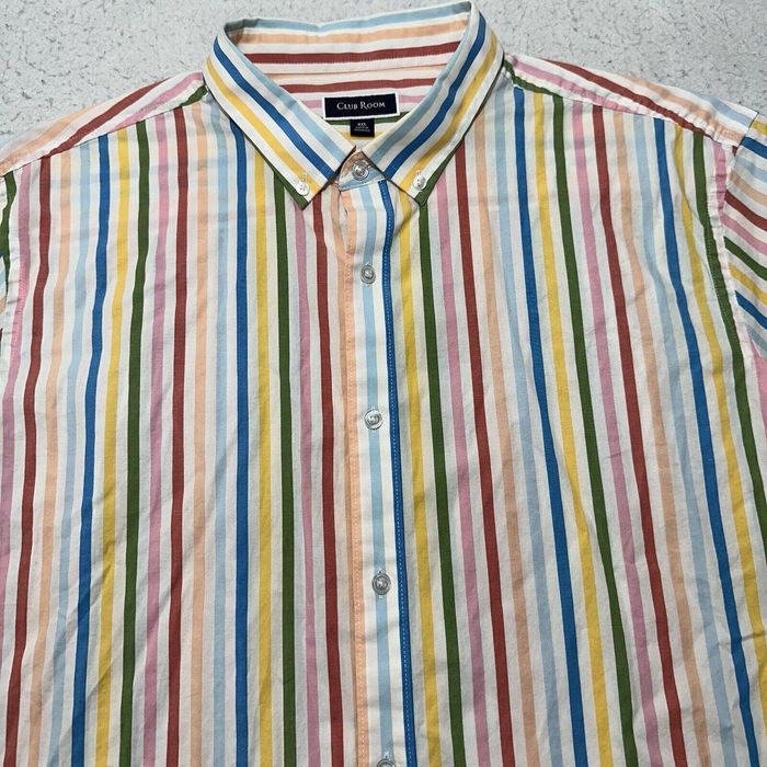 Club Room Club Room Xxl Button Down Shirt Colorful Striped Pattern 