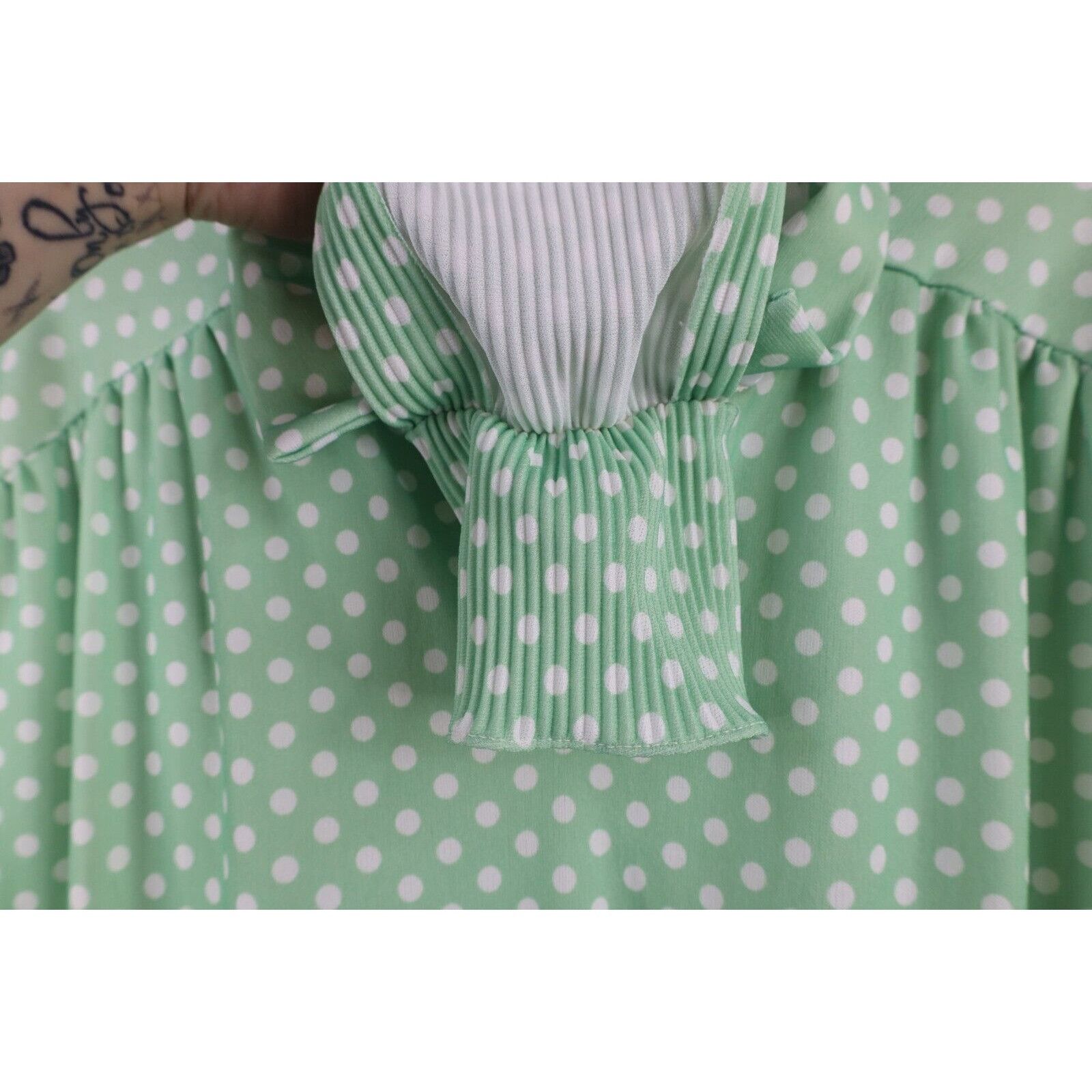 Vintage Vintage 70s Streetwear Frill Polka Dot Sleeveless Dress Size XXL / US 16-18 / IT 52-54 - 6 Thumbnail