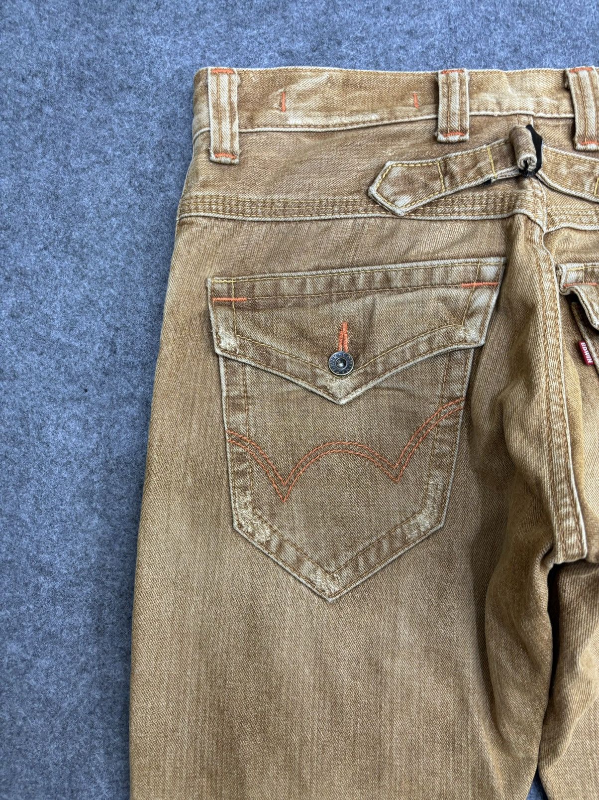 Edwin 💥Rare Colour💥Edwin 401XVS Rust Flare Cinch Back Denim F492 Size US 33 - 18 Thumbnail
