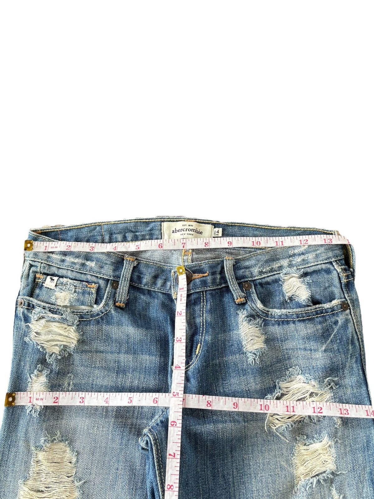 Abercrombie & Fitch Vintage Abercrombie Heavy Distressed Flare Jeans Size 28" / US 6 / IT 42 - 7 Thumbnail
