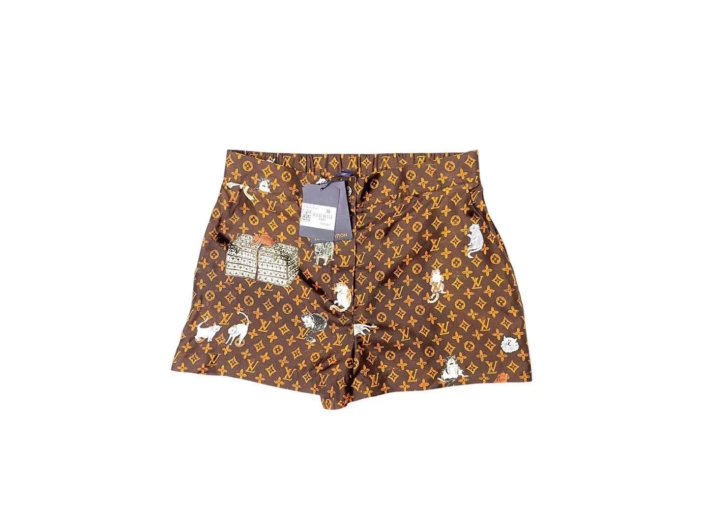 Louis Vuitton Louis Vuitton Monogram Cat Print Silk Shorts Size 38" / US 16 / IT 52 - 1 Thumbnail