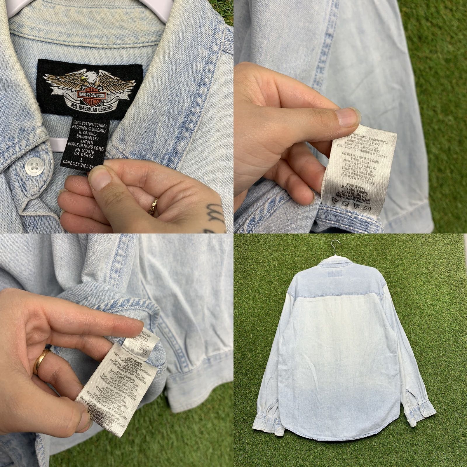 Harley Davidson Harley-Davidson Men's Denim Shirt Large Long Sleeve Casual Motorcycle Biker Classic Button-Up Size US L / EU 52-54 / 3 - 8 Thumbnail