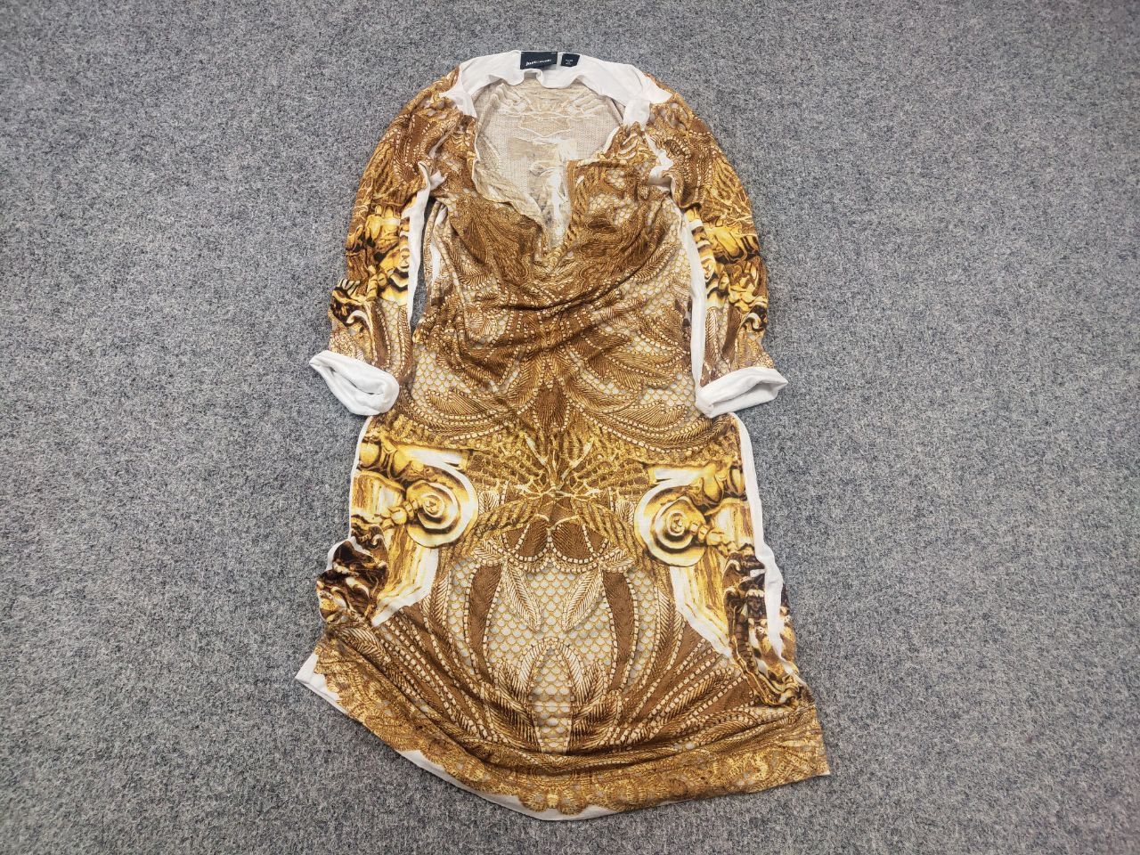 Just Cavalli Just Cavalli Design cocktail midi dress gold pattern sleeves Size S / US 4 / IT 40 - 2 Thumbnail