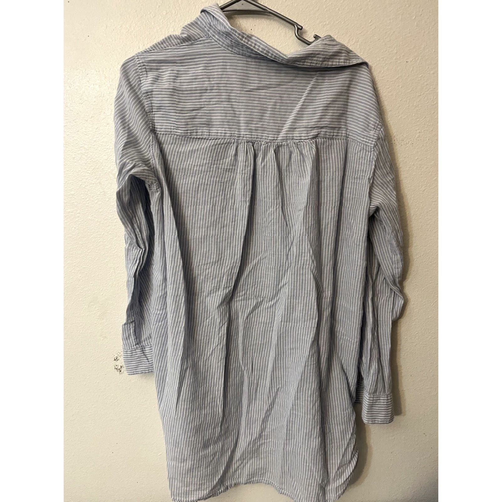 H&M H&M Logg Women Top Striped Long Sleeve Button Up Tunic Blue 14 Regular Stainless? Size XL / US 12-14 / IT 48-50 - 3 Thumbnail