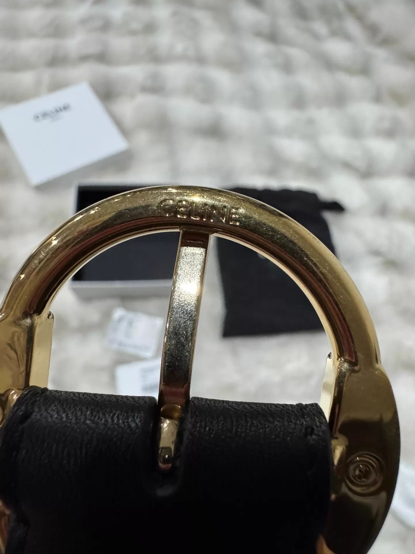 Celine Celine Triomphe Gold/Black Belt New Size ONE SIZE - 5 Thumbnail