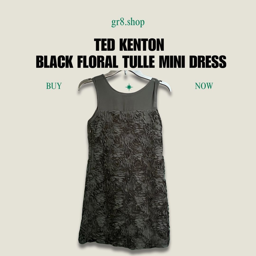 Other TED KENTON Black Floral Tulle Mini Dress US14 Sleeveless Ele Size XL / US 12-14 / IT 48-50 - 1 Thumbnail