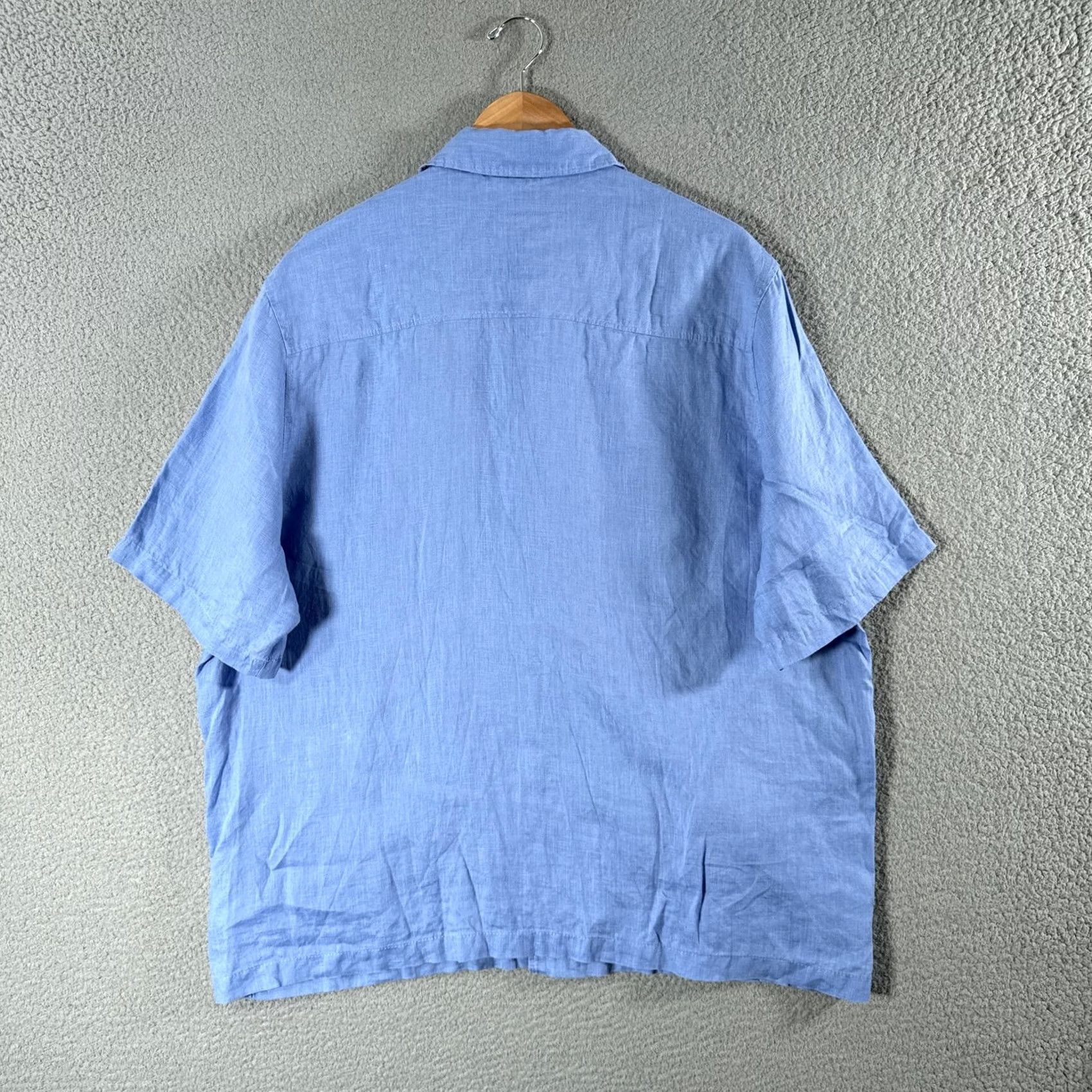 Cos COS Mens XL Hemp Shirt Blue Button-Up Relaxed Short Sleeve Pockets Size US XL / EU 56 / 4 - 3 Thumbnail