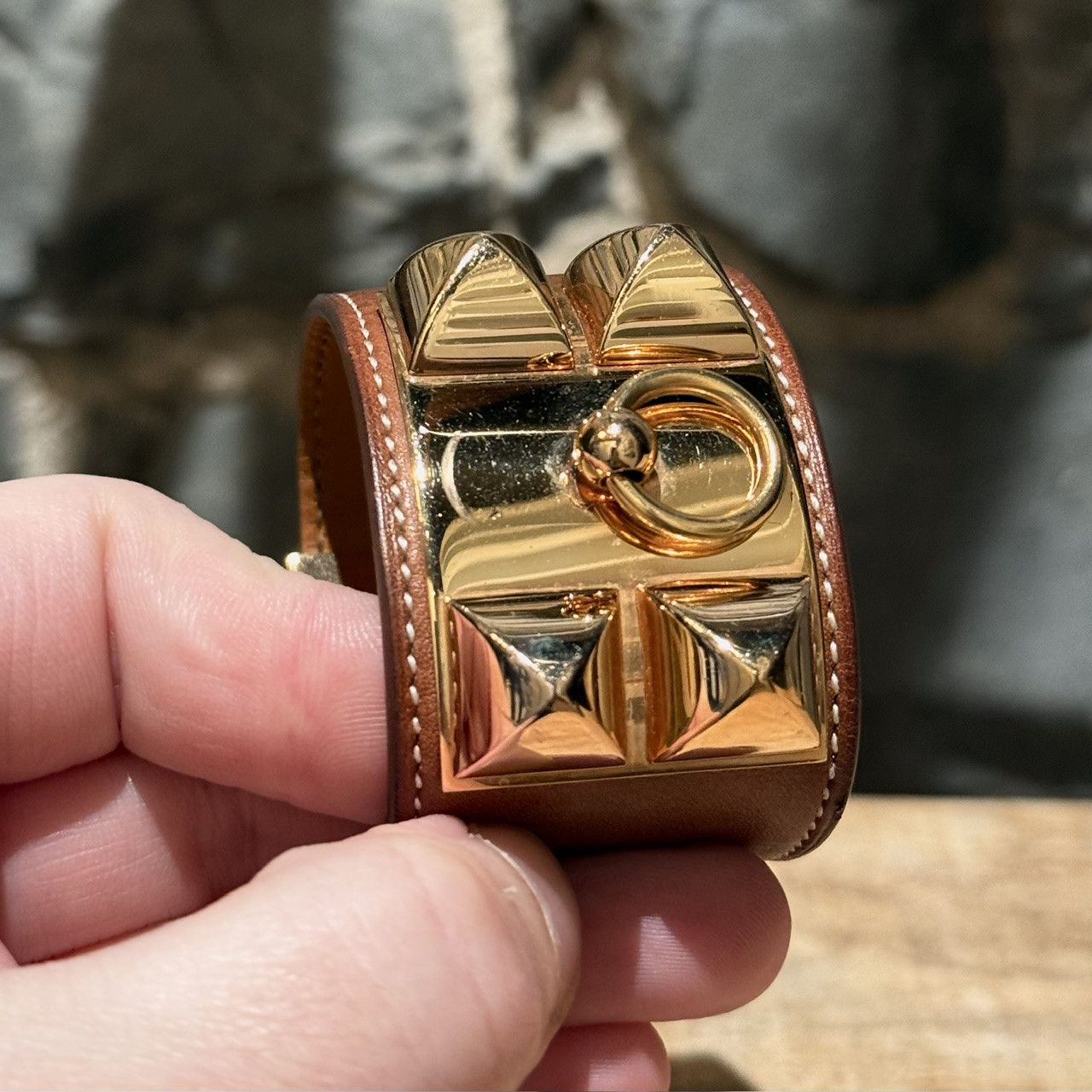 Hermes Hermès Barenia Leather Collier de Chien GHW Bracelet - SMALL Size ONE SIZE - 6 Thumbnail