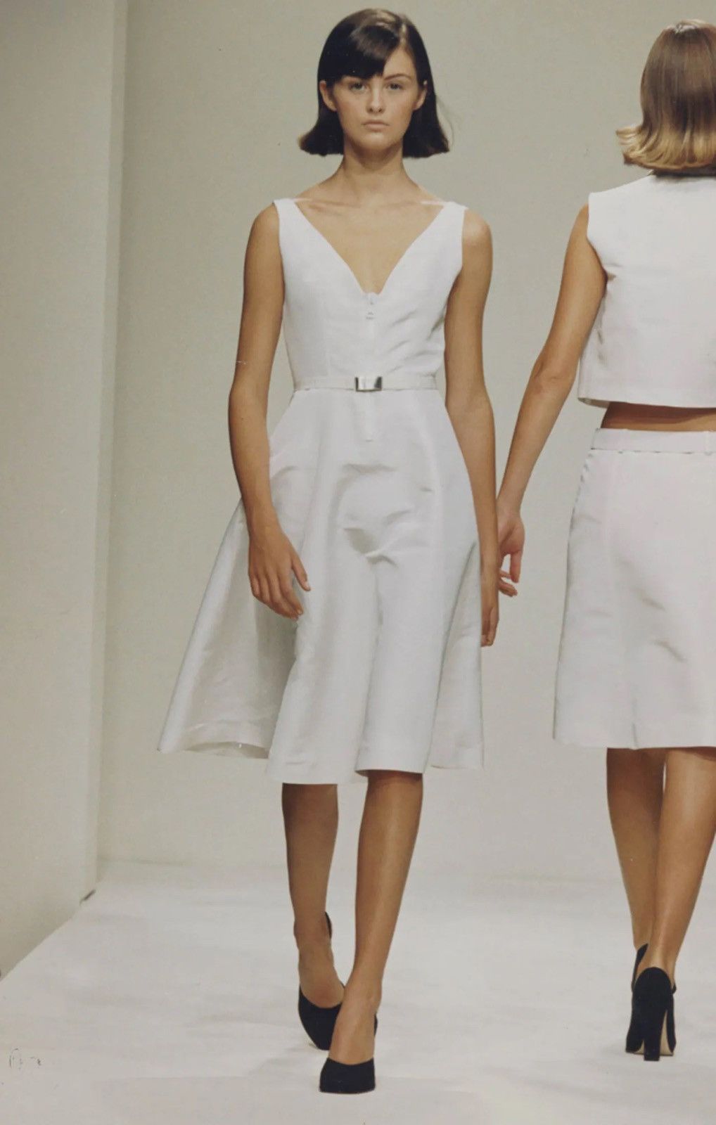 Prada Prada 1995 White Belted Dress Size L / US 10 / IT 46 - 3 Thumbnail