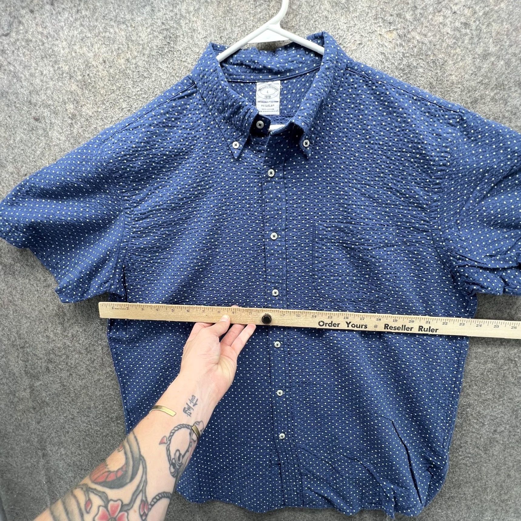 Brooks Brothers Brooks Brothers Shirt Mens Large Blue Polka Dot Short Sleeve Button Front Casual Size US L / EU 52-54 / 3 - 4 Thumbnail
