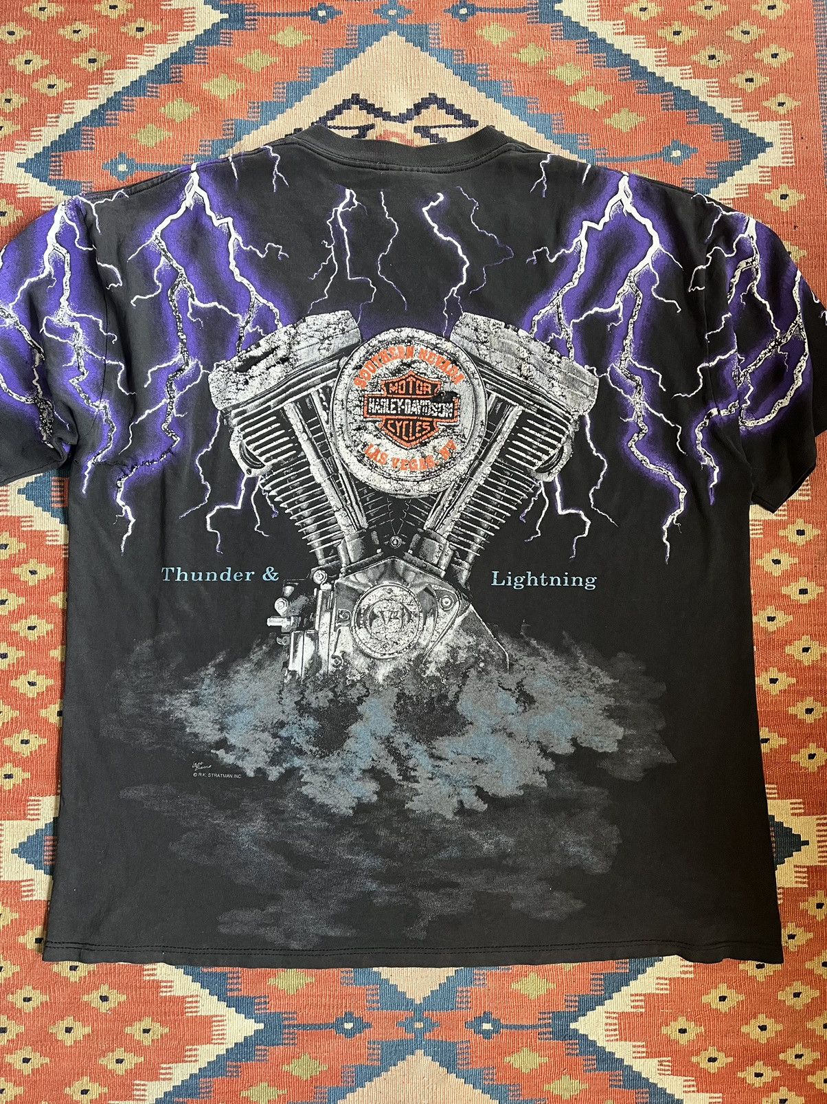Harley Davidson VTG thrashed Harley Davidson Thunder and Lightning shirt 3XL Size US XXL / EU 58 / 5 - 2 Thumbnail