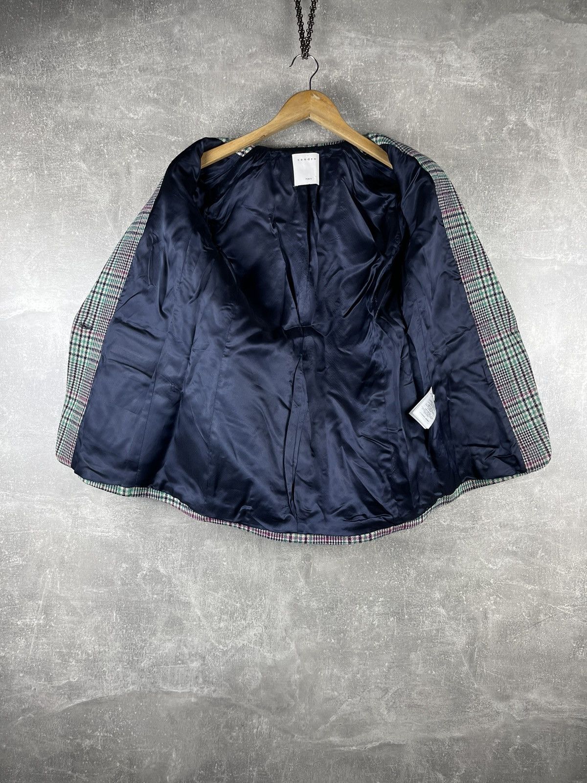 Sandro Sandro Paris Checked Wool Blazer Multicolor Made in Romania Size XS / US 0-2 / IT 36-38 - 8 Thumbnail