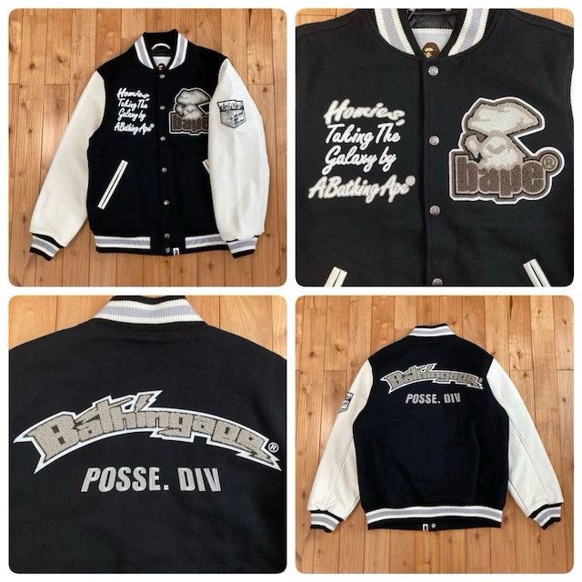 Bape BAPE LOGO Leather Sleeve Varsity Jacket a bathing ape Size US L / EU 52-54 / 3 - 1 Thumbnail