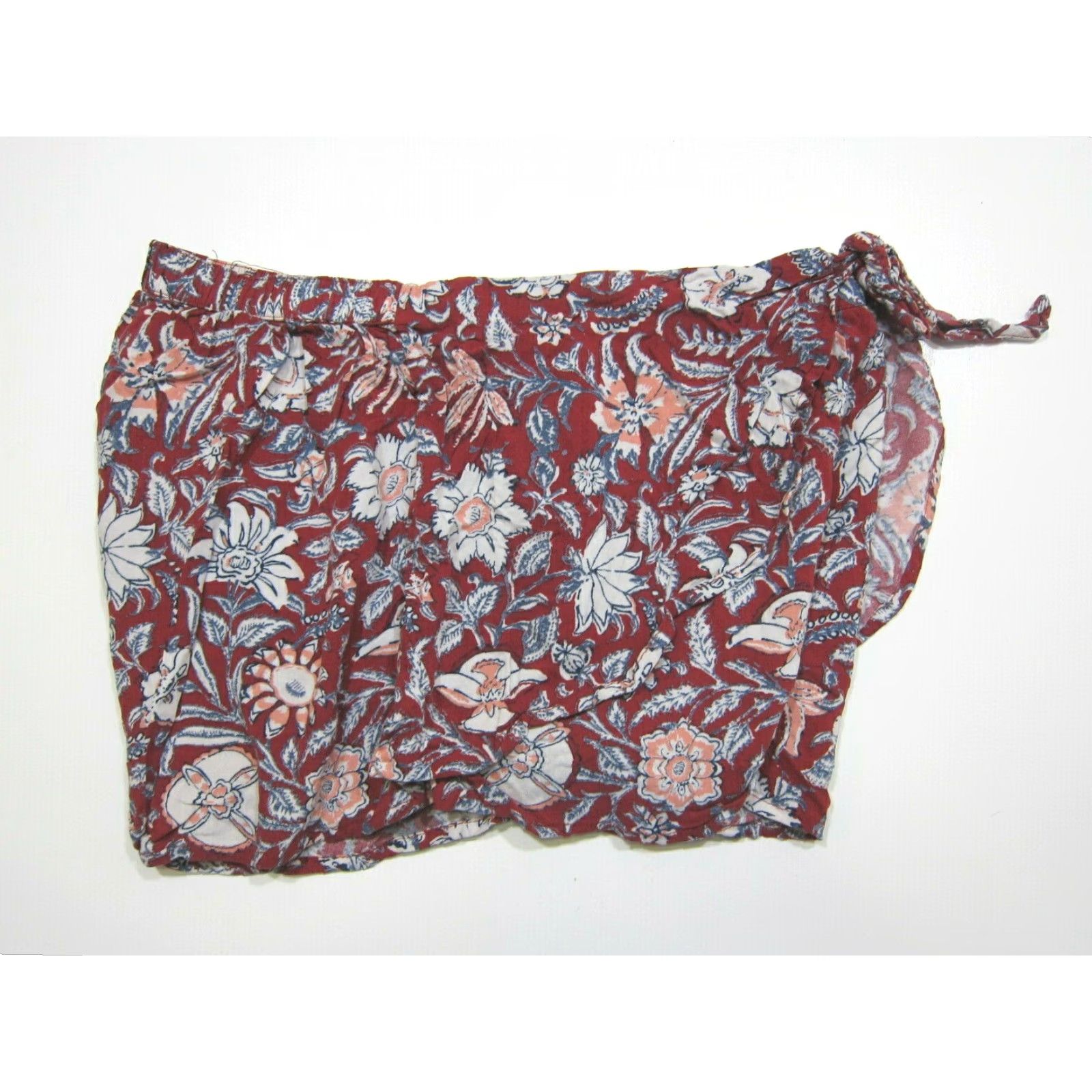 Abercrombie & Fitch Abercrombie & Fitch 100% Rayon Red Blue White Floral Wrap Tie Short Women Medium Size 30" / US 8 / IT 44 - 6 Thumbnail