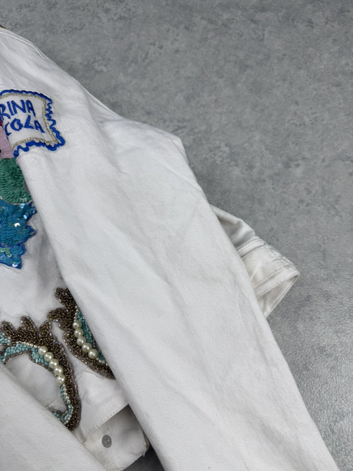 Other Antica Sartoria Capri White Denim Jacket Size XS Size XS / US 0-2 / IT 36-38 - 14 Thumbnail