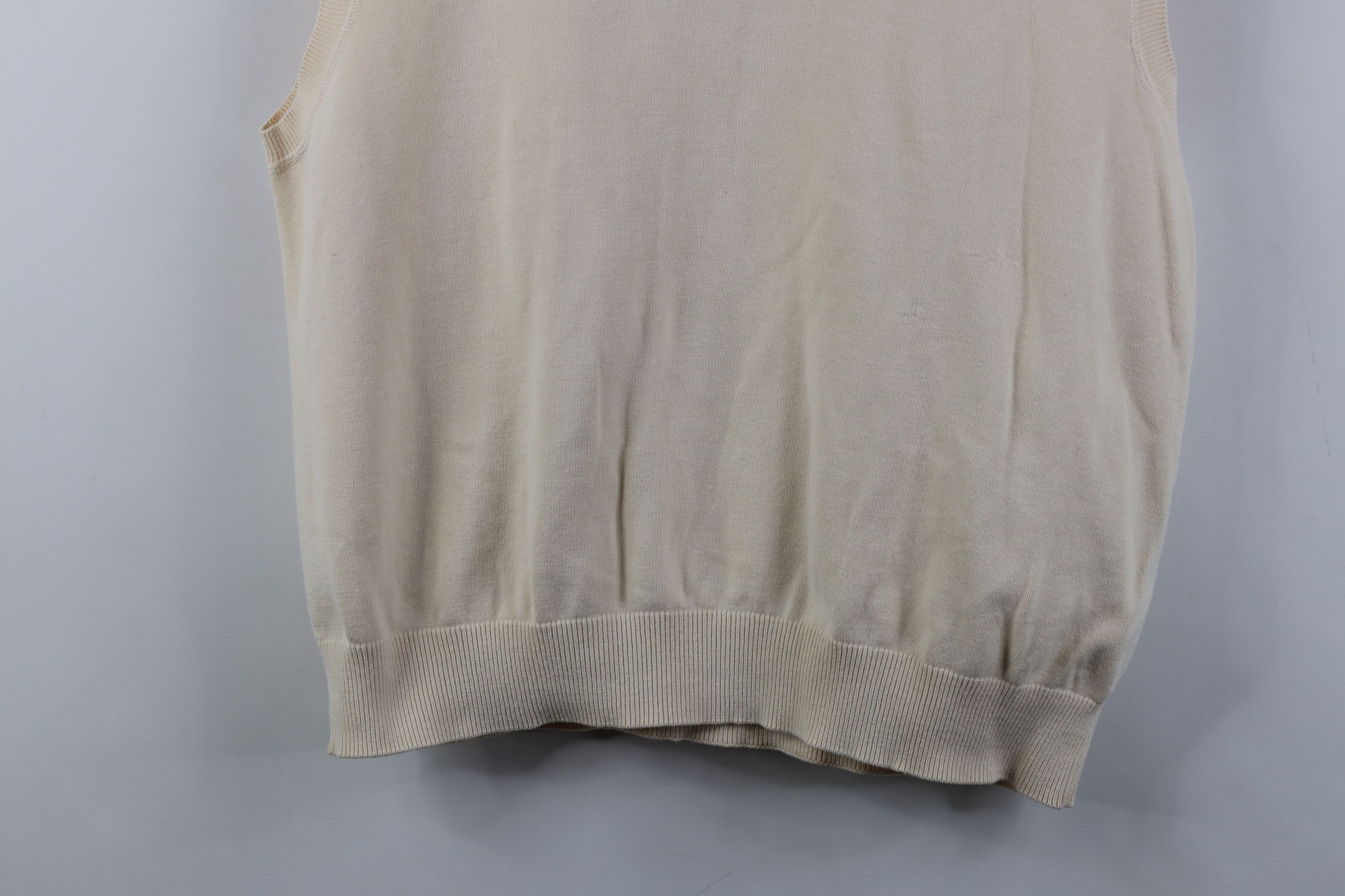 Tommy Hilfiger Vintage 90s Tommy Hilfiger Knit V-Neck Sweater Vest Beige Size US XL / EU 56 / 4 - 3 Thumbnail