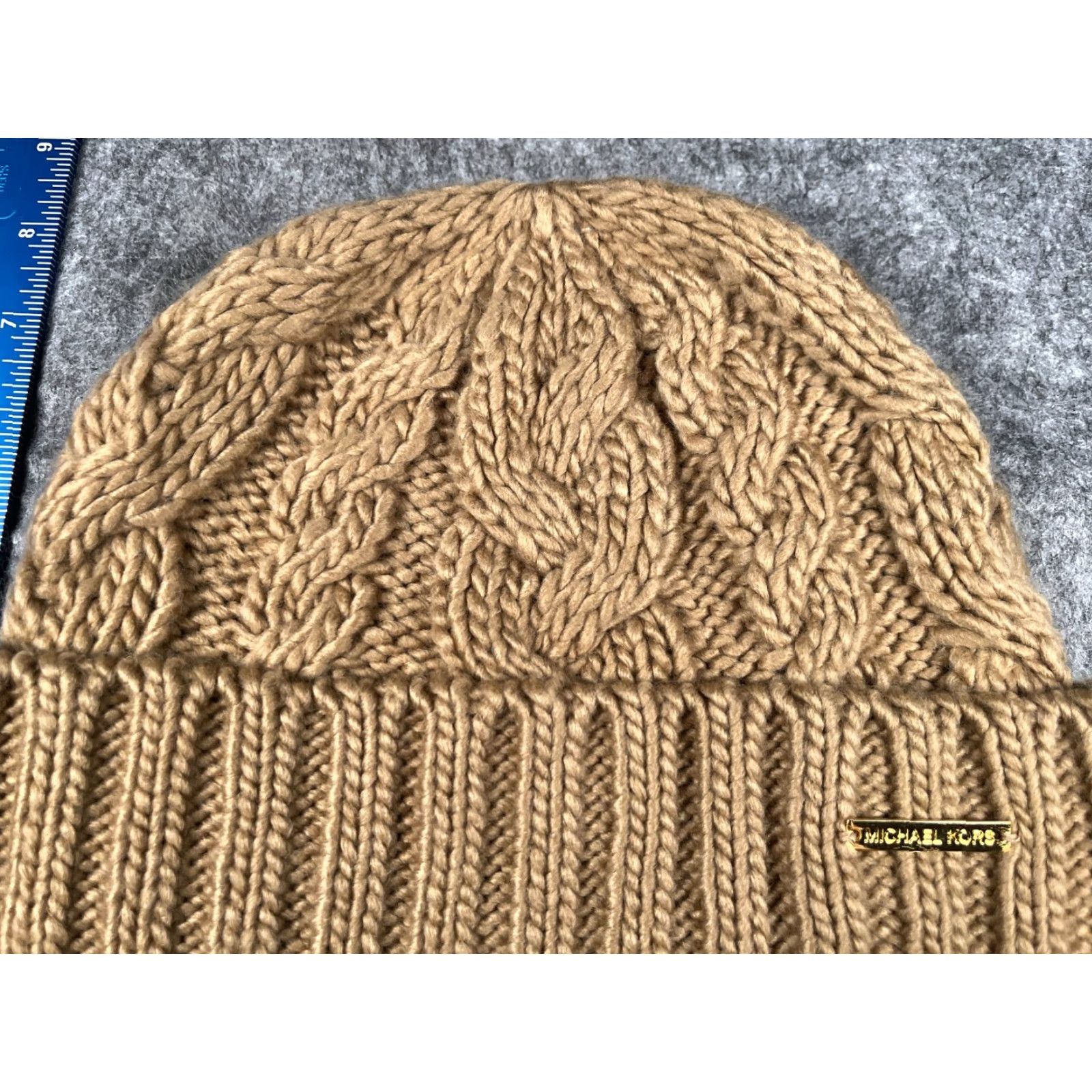 Michael Kors Michael Kors Beanie Toque Womens One Size Beige Cable Knit 100% Acrylic Size ONE SIZE - 3 Thumbnail