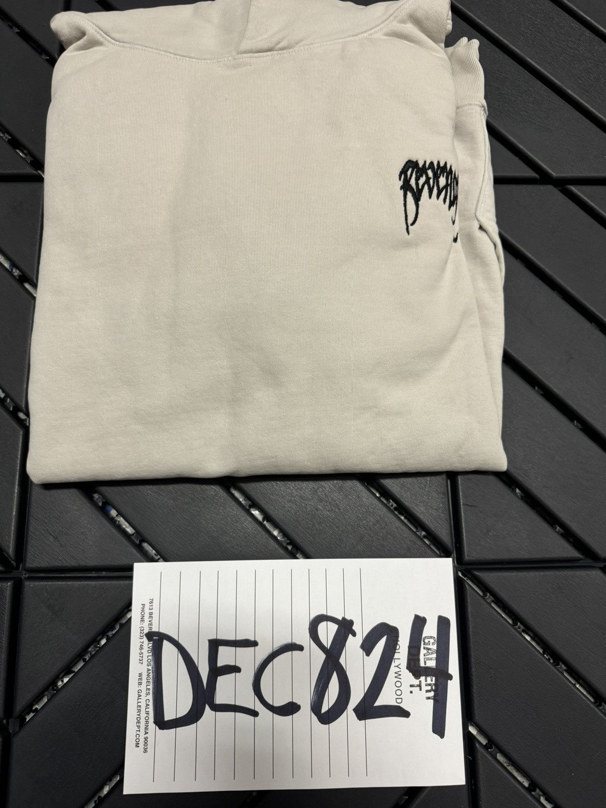 Revenge Black Embroidered Basic Hoodie Cement