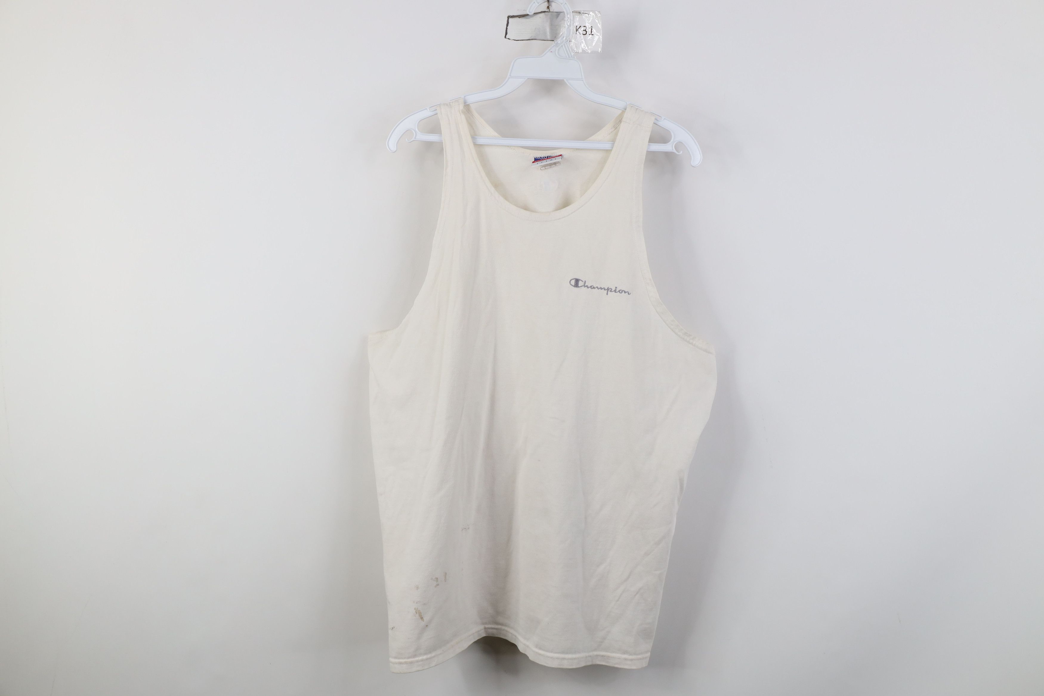 Champion Vintage 90s Champion Spell Out Tank Top T-Shirt White Size US L / EU 52-54 / 3 - 1 Thumbnail