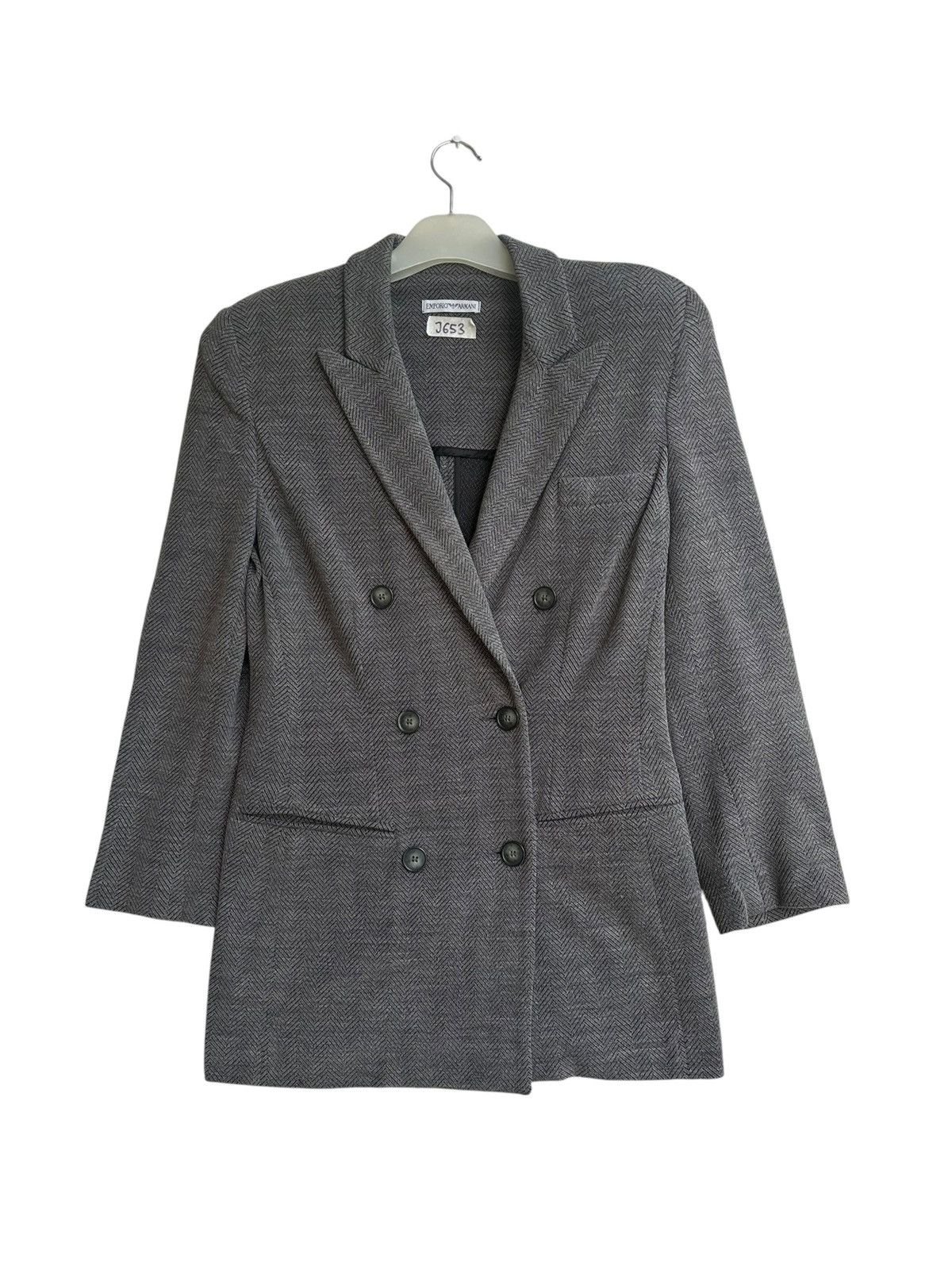 Emporio Armani Emporio Armani Double Breasted Herringbone Blazer Minimalist Size 38L - 1 Thumbnail