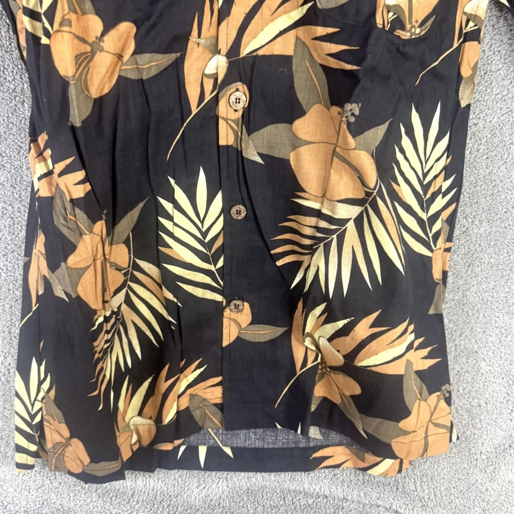 Vintage Caribbean Joe Shirt Mens XL Black Hawaiian Short Sleeve Button Front Tropical Floral Size US XL / EU 56 / 4 - 5 Thumbnail