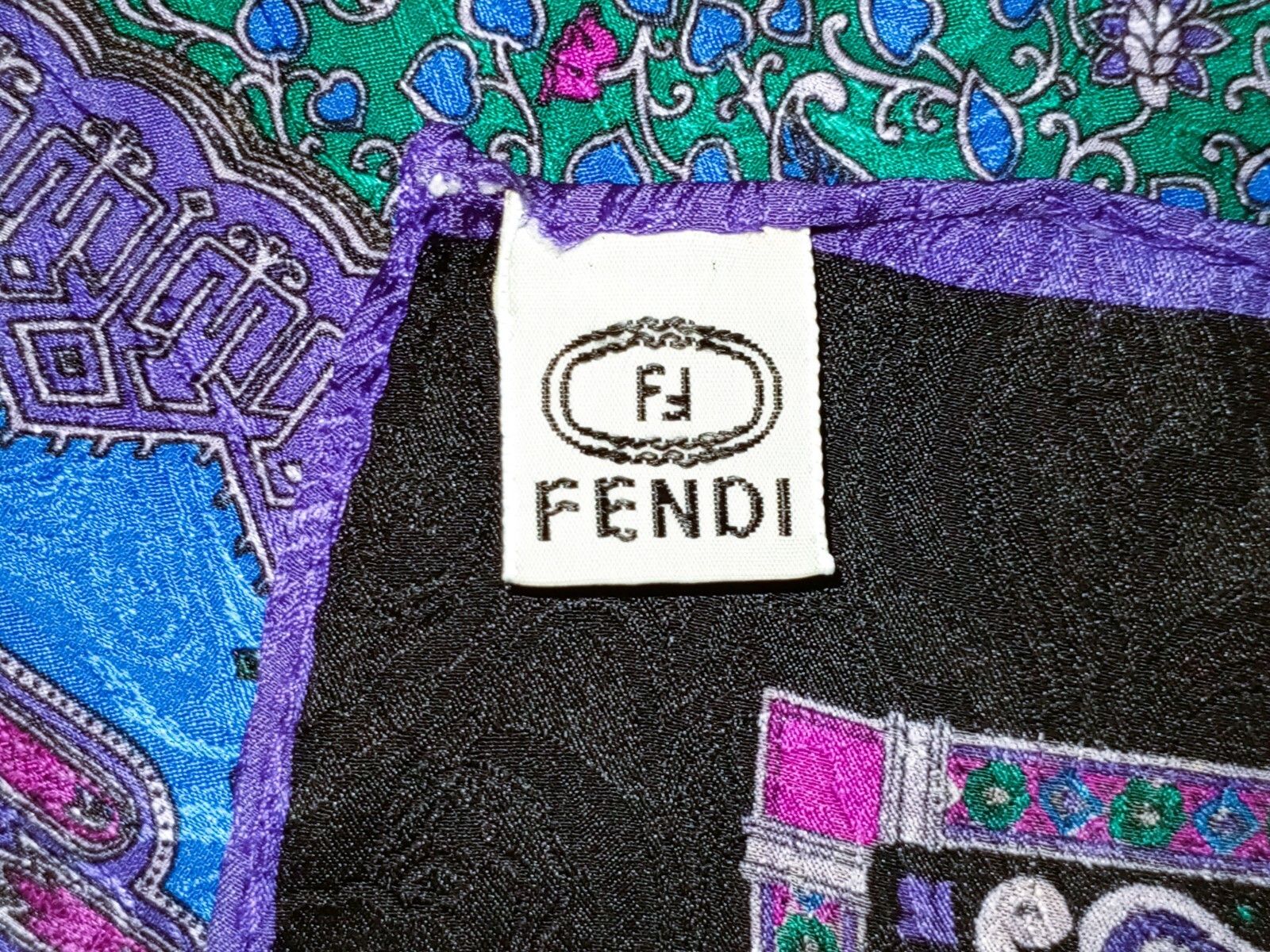Fendi FENDI ROMA ITALY Blue Indian Sultan Geometric Silk Scarf Size ONE SIZE - 13 Thumbnail