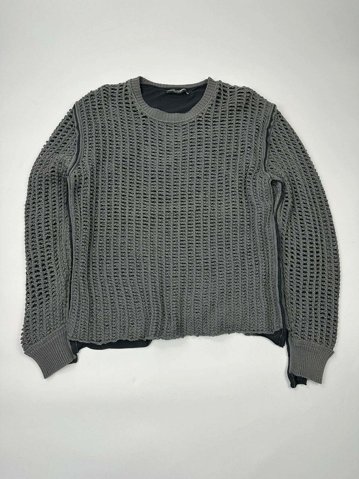 Dolce & Gabbana Dolce & Gabbana 00’s Net Double Layer Knit Grey Sweater Size US L / EU 52-54 / 3 - 1 Thumbnail