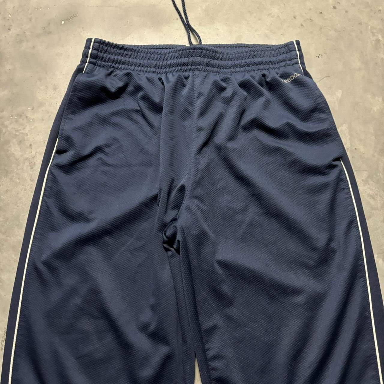 Japanese Brand × Vintage Crazy Vintage Y2K/2000s Baggy Navy Blue Striped Skater Drill Essential Track Pants! Size US 32 / EU 48 - 3 Thumbnail