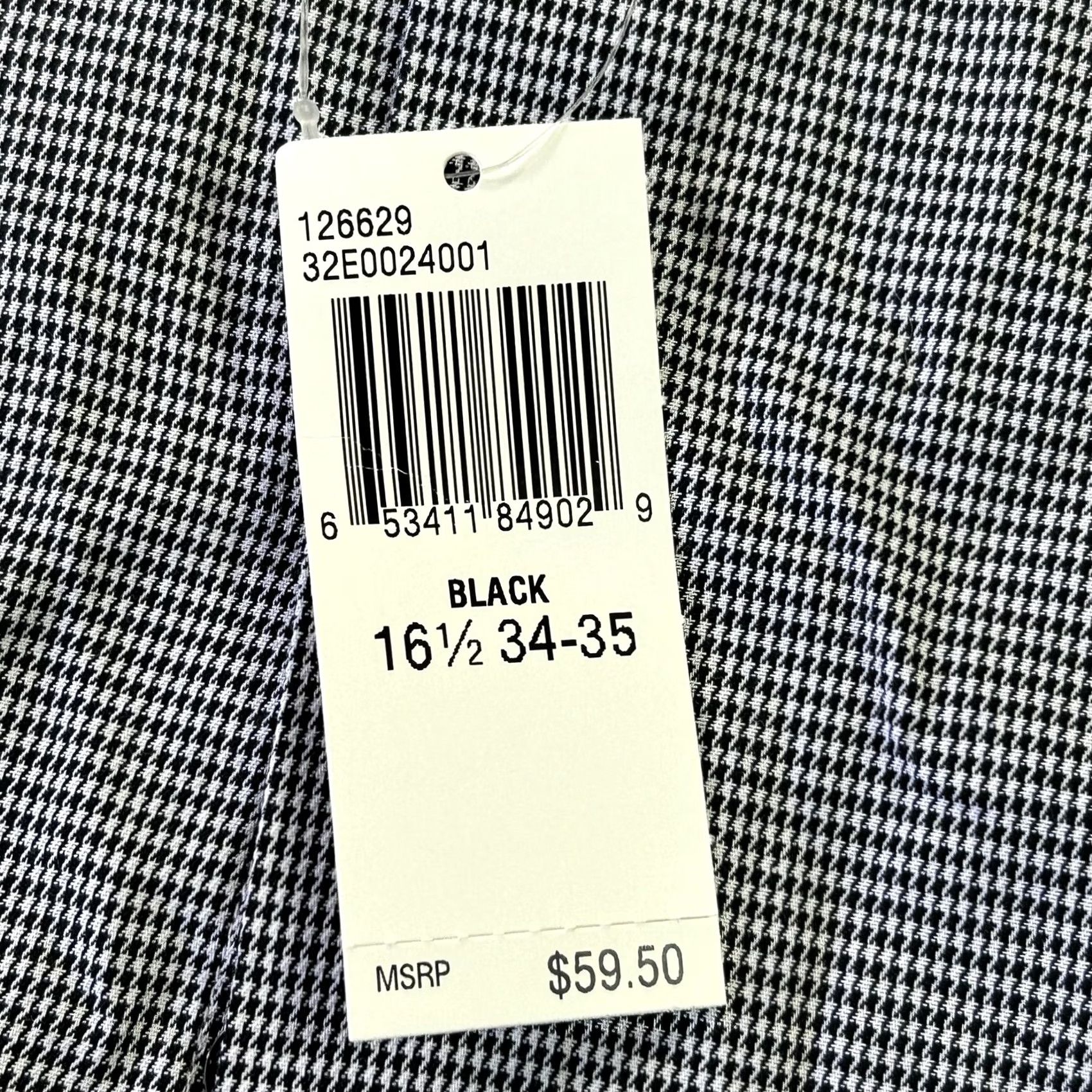 Kenneth Cole Reaction Kenneth Cole Dress Shirt Mens 16.5 34/35 Black Houndstooth Slim Dress Shirt Mens Slim 100% Cotton Long Sleeve Button Front Collared Size 46R - 3 Thumbnail