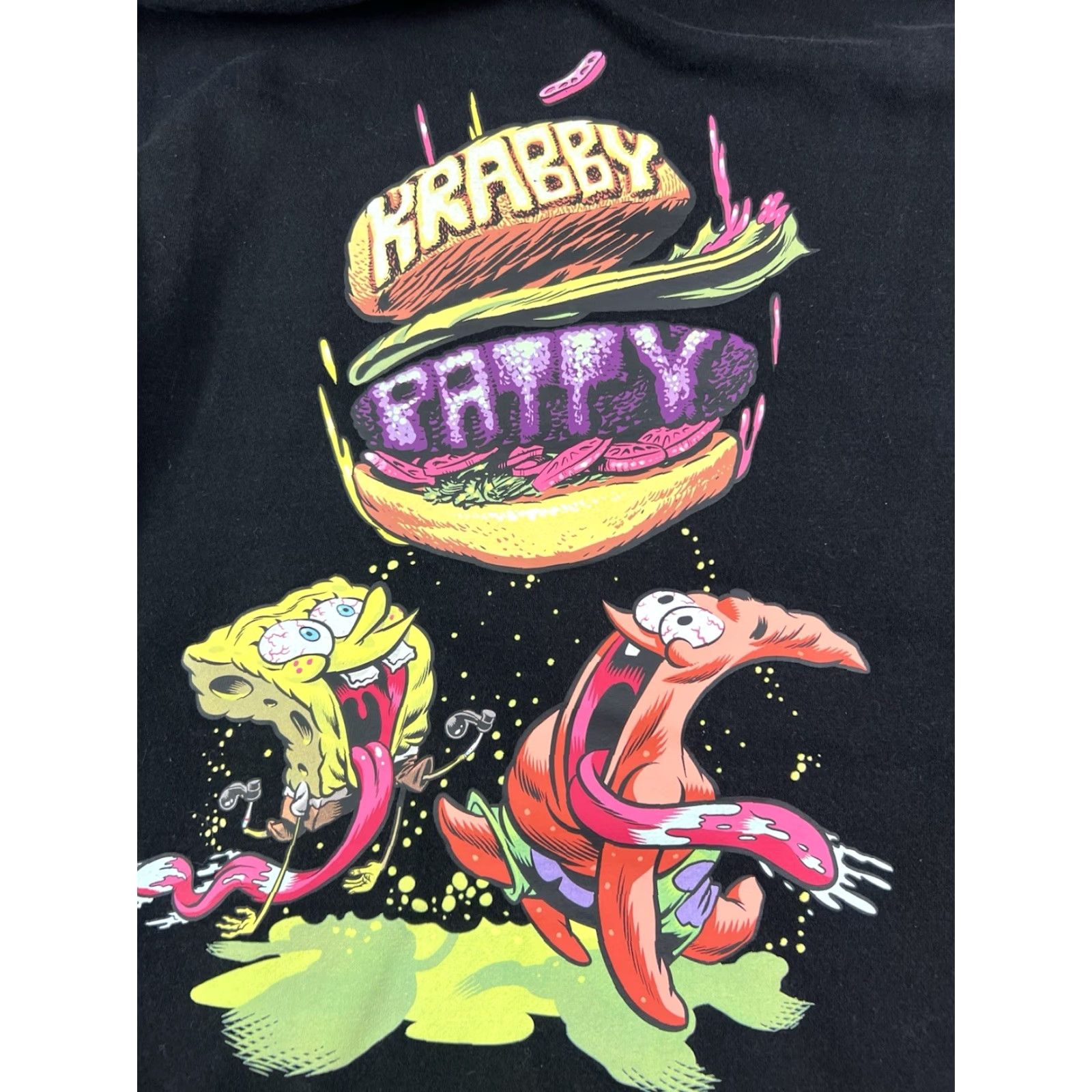 H&M H&M Mens Hoodie Graphic Print Krabby Patty Spongebob Black 90s Pullover Size M Size US M / EU 48-50 / 2 - 6 Thumbnail
