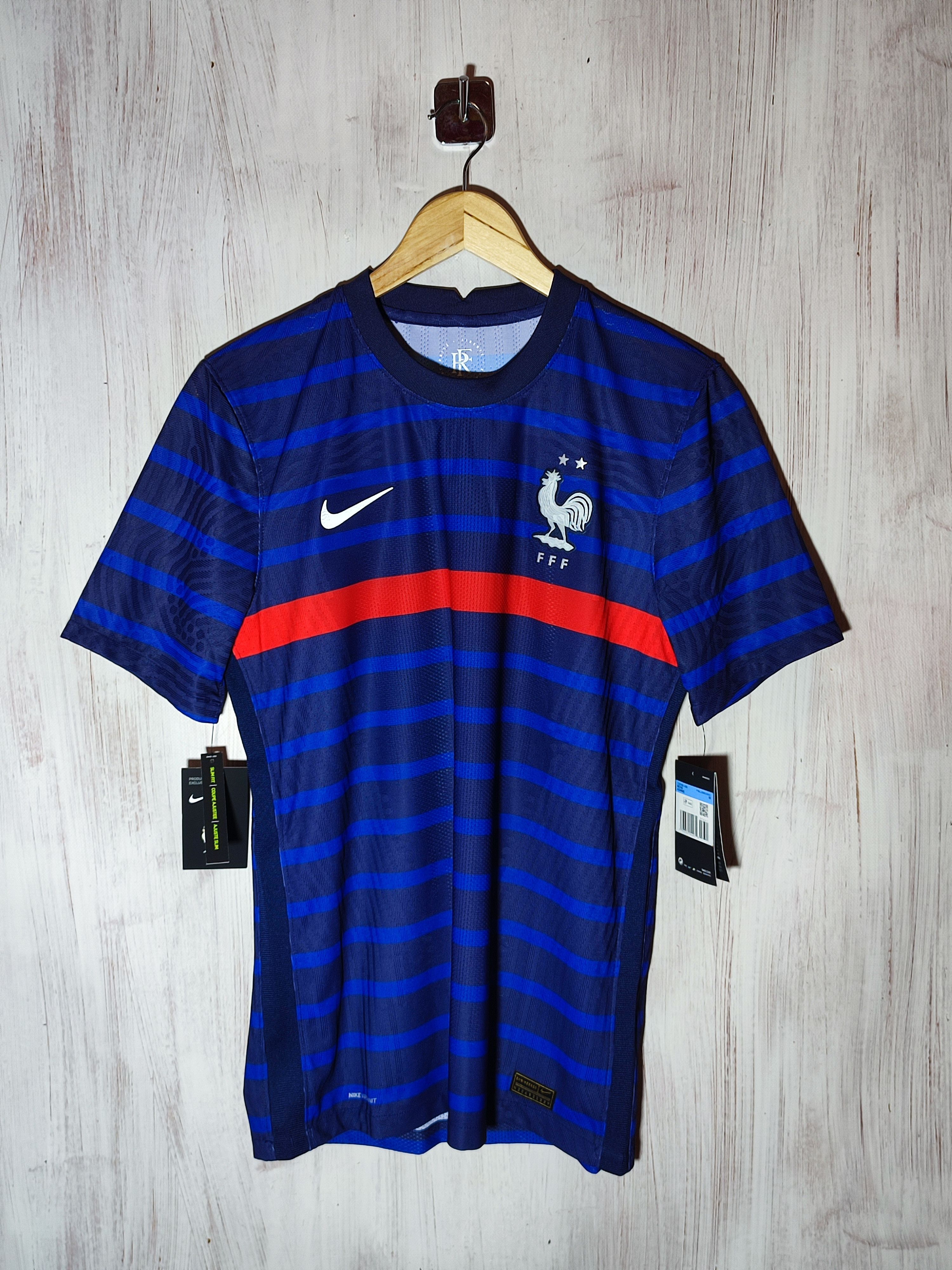 image of Authentic x Nike Player Issue France 2020 2021 Home Shirt Jersey Kit in Blue, Men's (Size Medium)