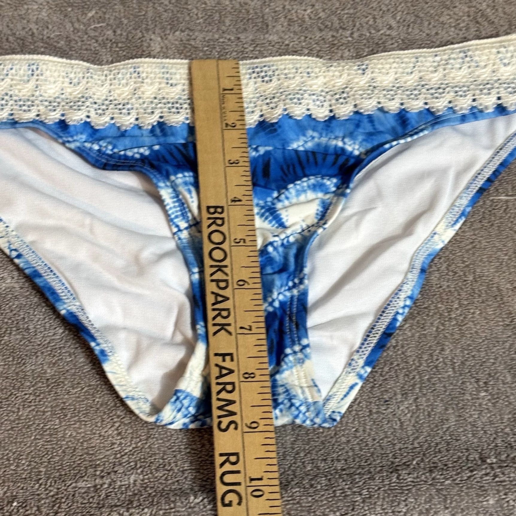 Vintage Eco Swim Bikini Bottom Women Size 6 Blue Boho Lace Tie Dye Beachwear Womens Size 28" / US 6 / IT 42 - 5 Thumbnail