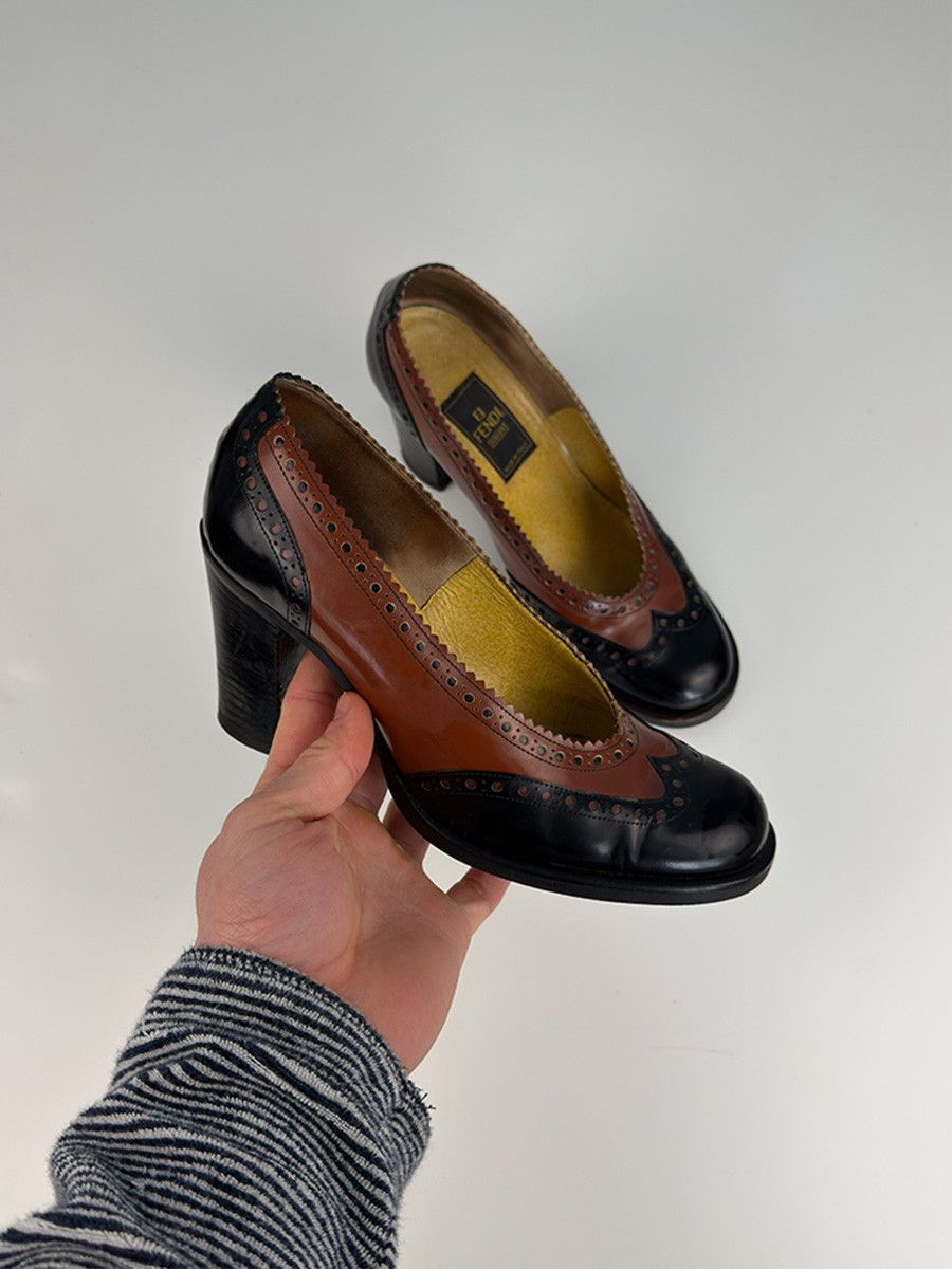 Fendi Luxury Fendi FF Brown Heels Size US 6 / IT 36 - 1 Thumbnail