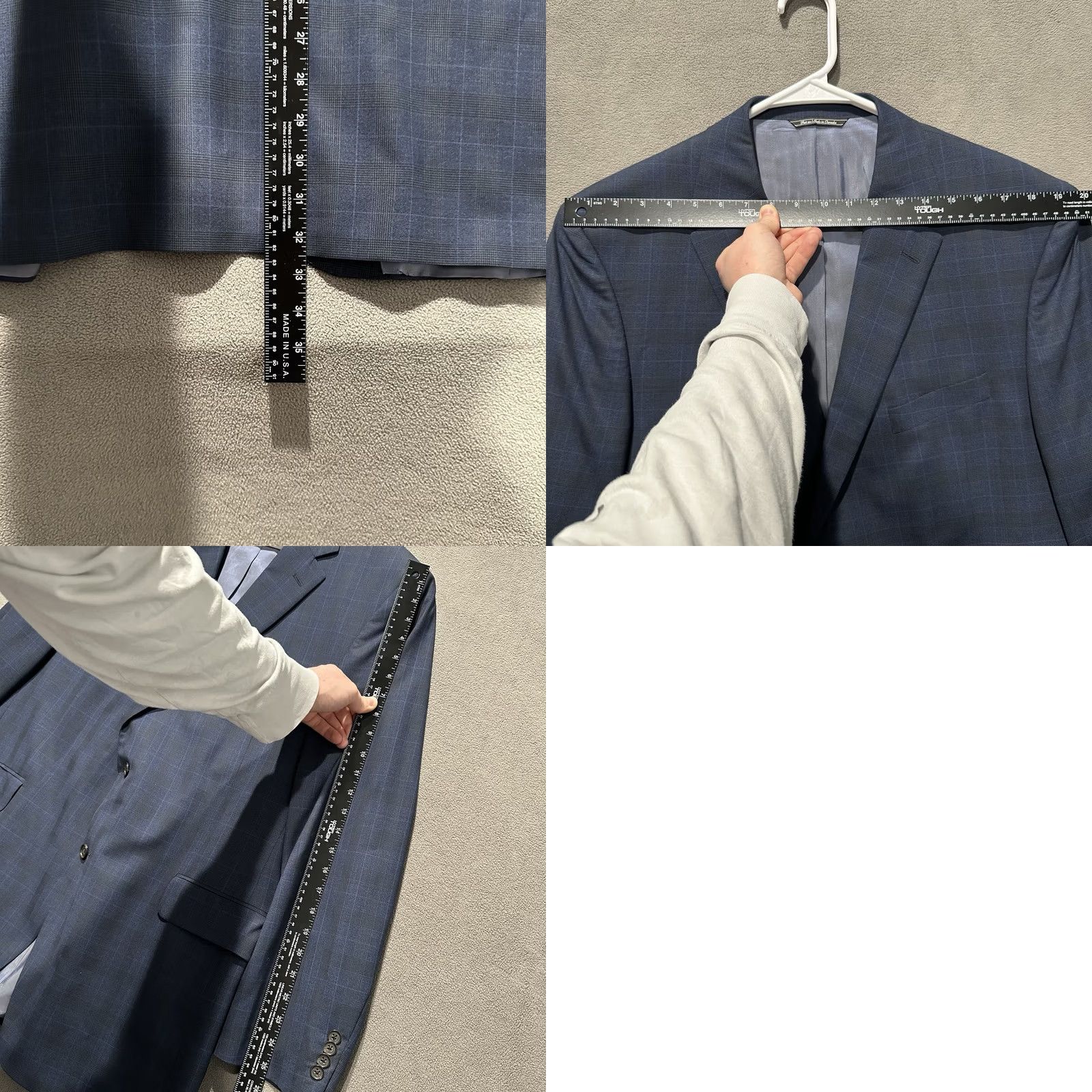 Jack Victor Jack Victor Exclusive Collection Sport Jacket Blazer 100% Wool Plaid Blue 46L Size 46R - 9 Thumbnail