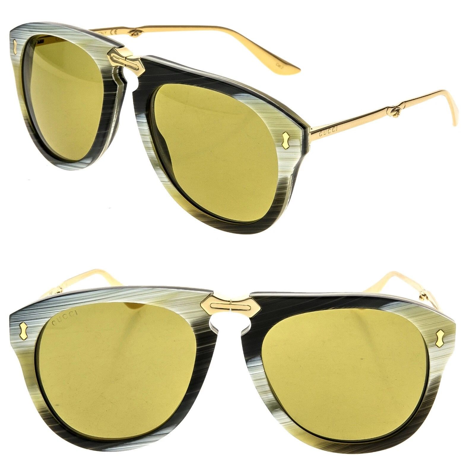 Gucci GUCCI GG0305S 0305 Gold Green Foldable Sunglasses 003 Size ONE SIZE - 1 Thumbnail