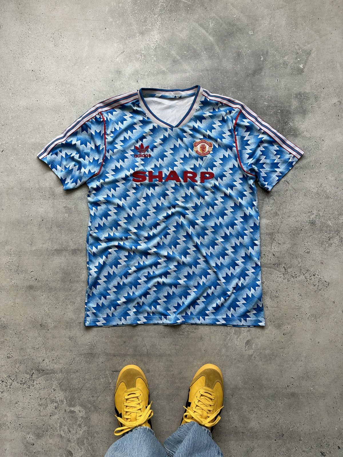 Nike Manchester United 199092 Adidas Away Remake Football Shirt Grailed