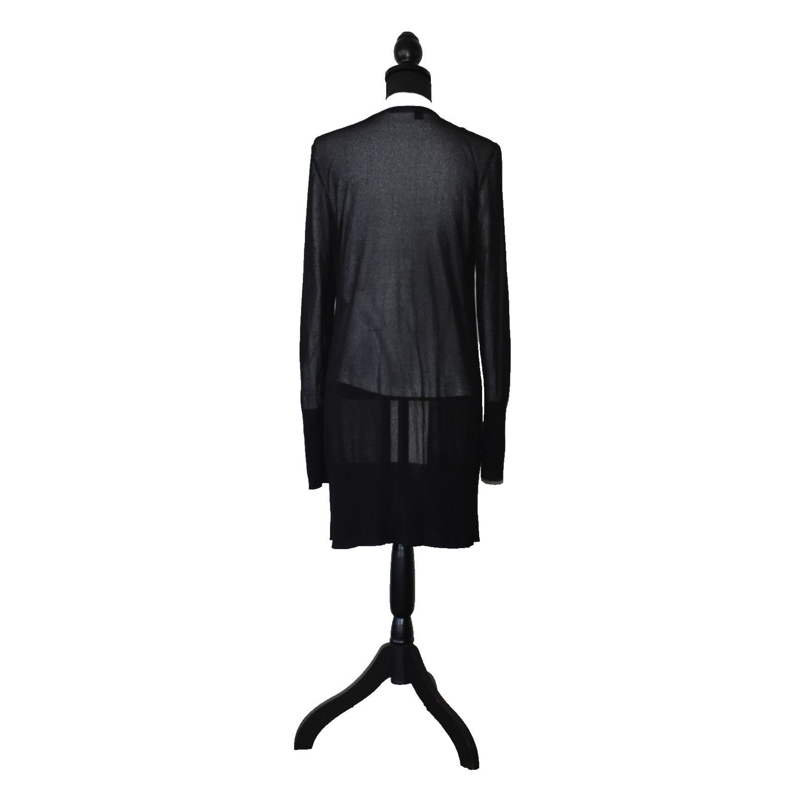 Eileen Fisher EILEEN FISHER Black Viscose Long Open Front Cardigan Size M Size M / US 6-8 / IT 42-44 - 3 Thumbnail