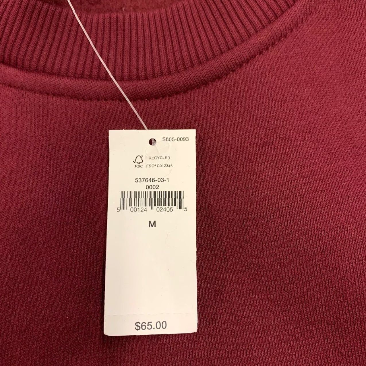 BANANA REPUBLIC Classic Fleece Sweatshirt Men's Size M Bright Wine Red Crew Neck Long Sleeve Solid Cotton Blend Classic Fit Sweatshirt