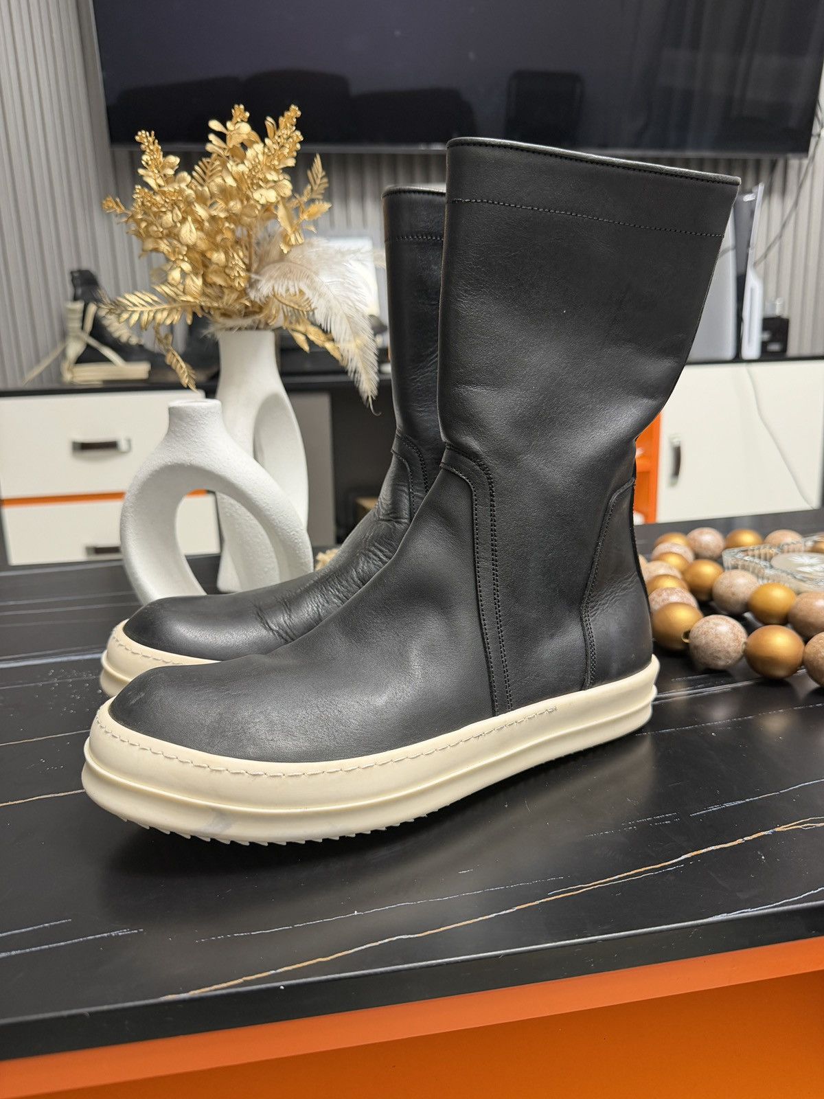 Rick Owens Rick Owens Basket Creeper Leather Boots | Grailed