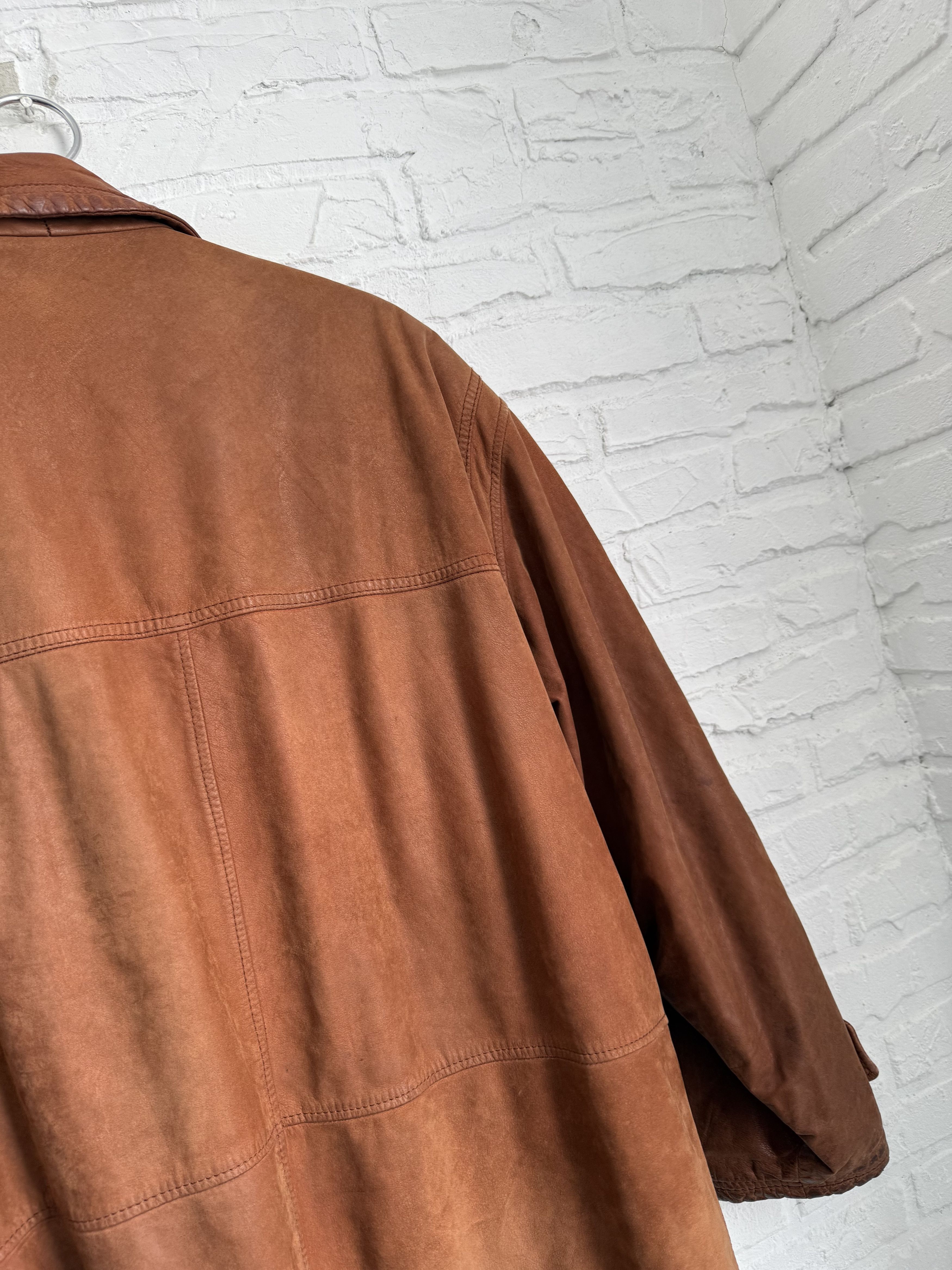 Hugo Boss Vintage 90s Hugo Boss Leather duffle coat toggle jacket Size US L / EU 52-54 / 3 - 17 Thumbnail