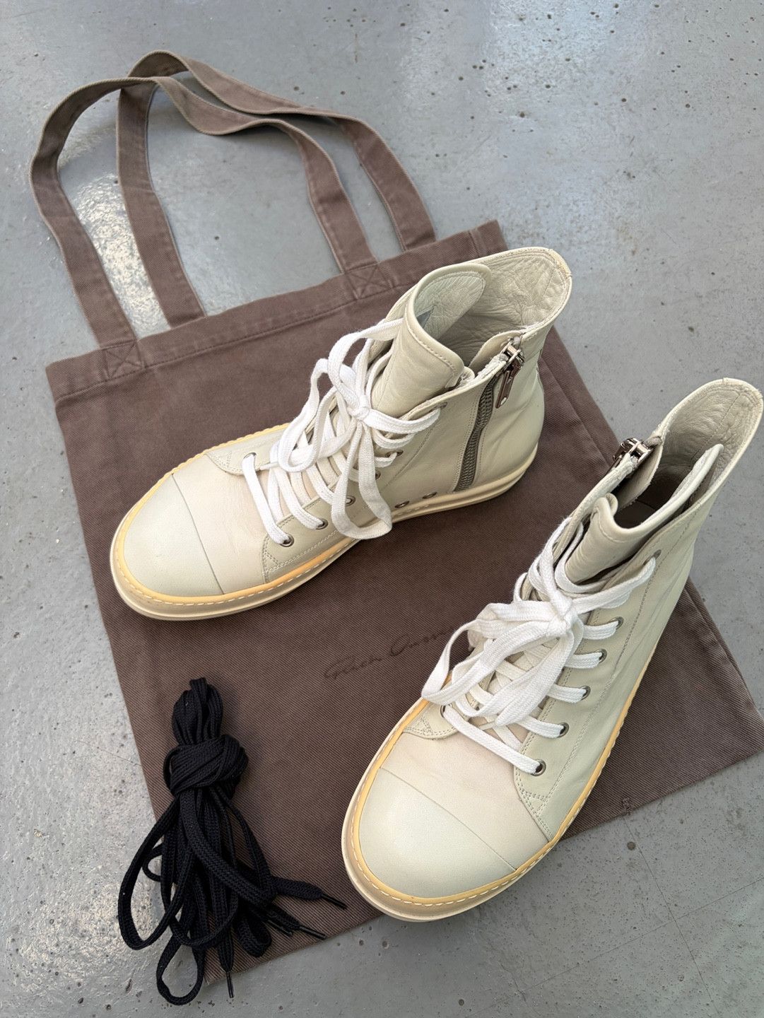 Rick Owens Rare Rick Owens F/W 12 Milk Leather Ramones High DRKSHDW Size US 8.5 / EU 41-42 - 2 Thumbnail
